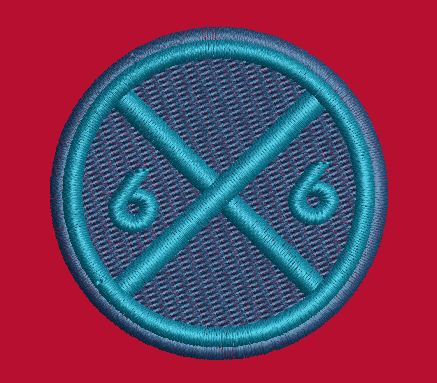 Circle Crossed Numeric Emblem Embroidery Design