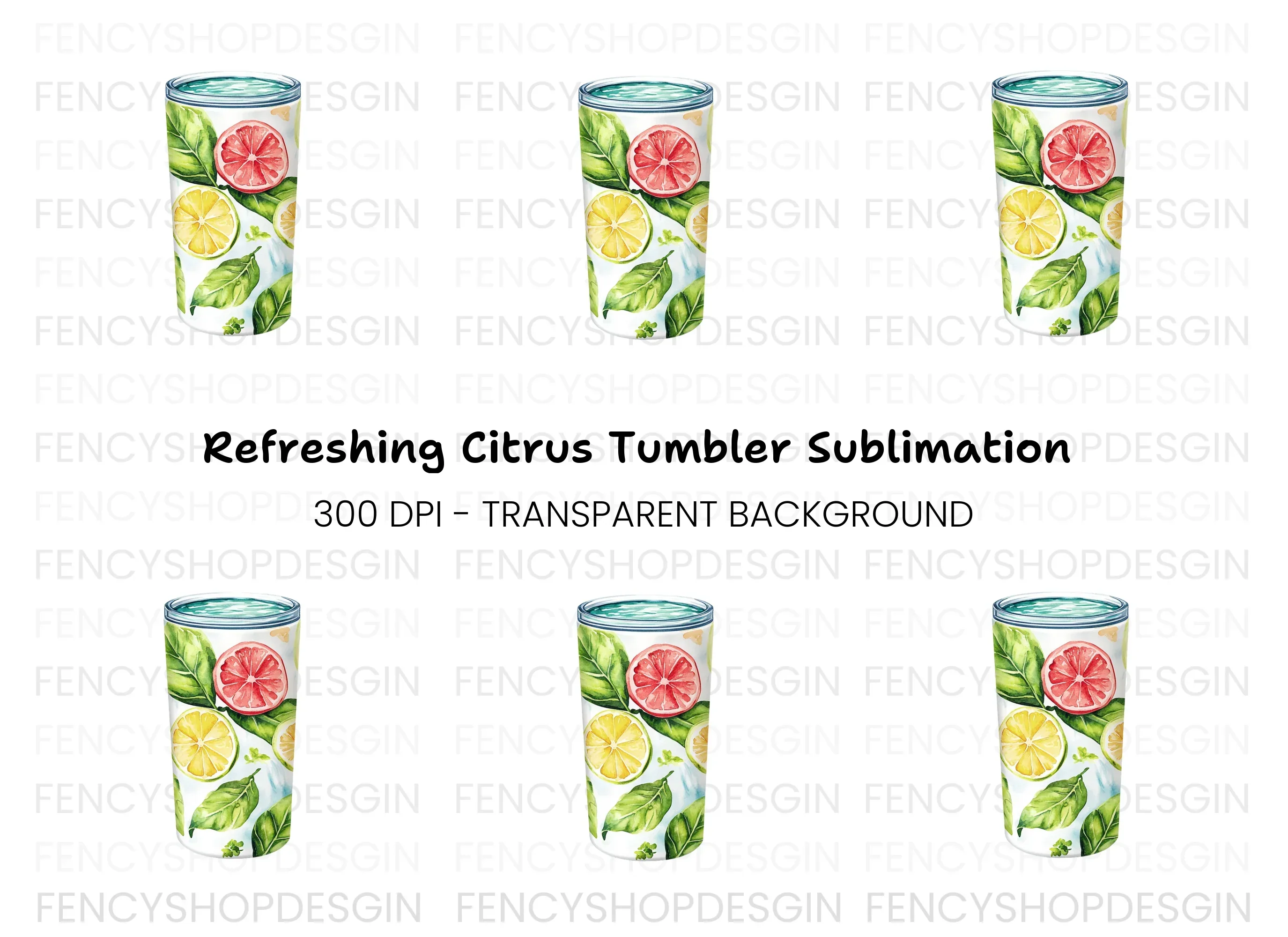 Citrus and Mint Tumbler Clipart Bundle