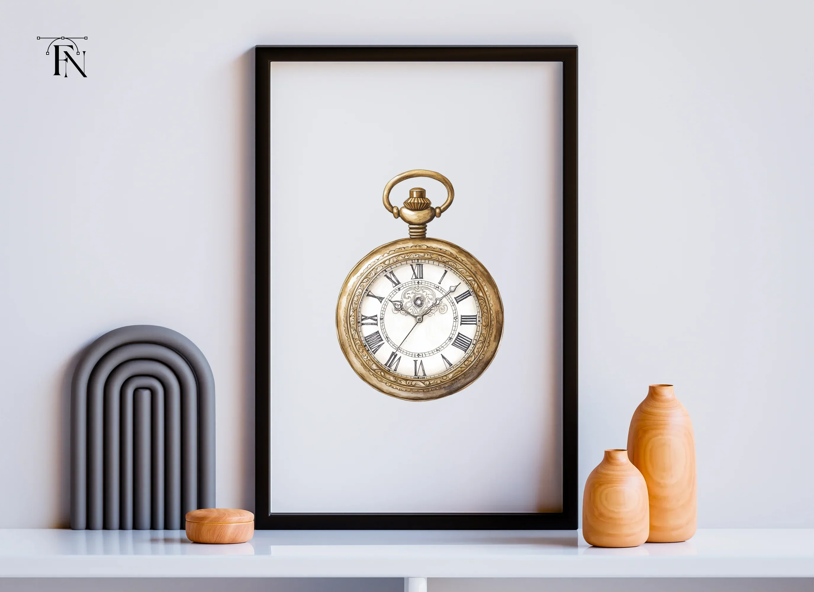 Classic Gold Pocket Watch Illustrations Clipart Bundle - Image 3