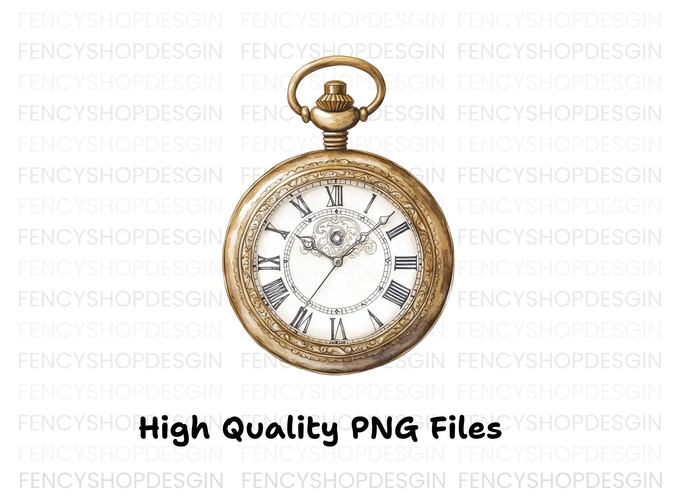 Classic Gold Pocket Watch Illustrations Clipart Bundle - Image 4