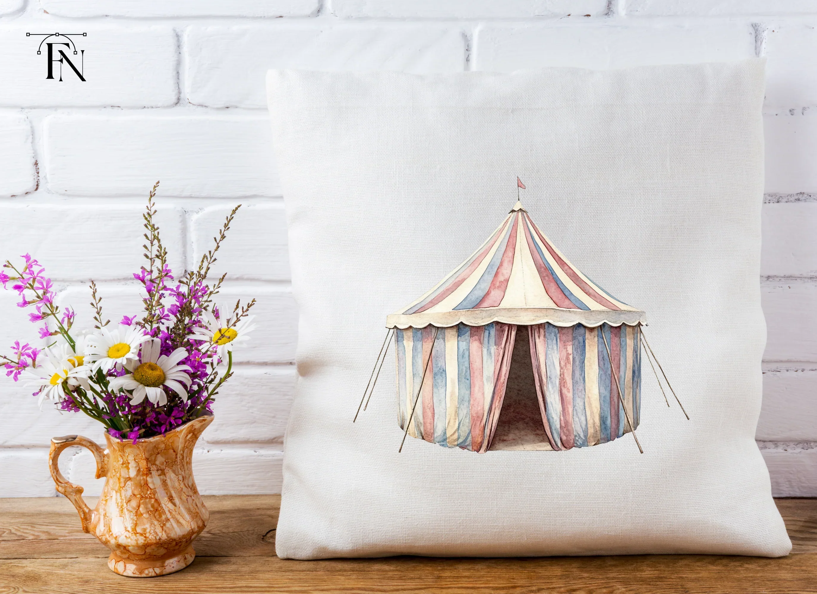 Classic Red and Blue Circus Tent Clipart Bundle - Image 3