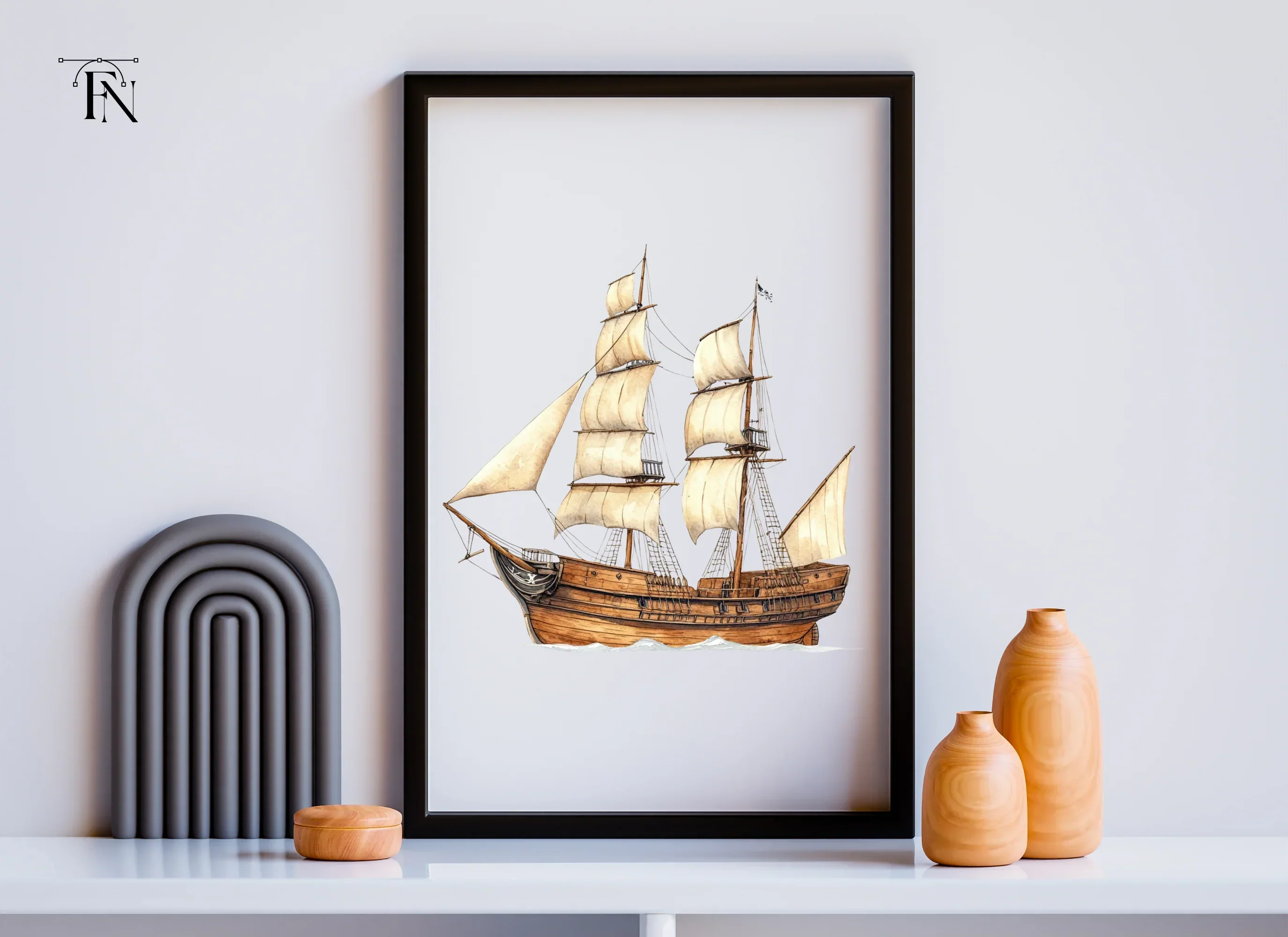 Classic Wooden Sailing Ship Clipart Bundle - Image 4