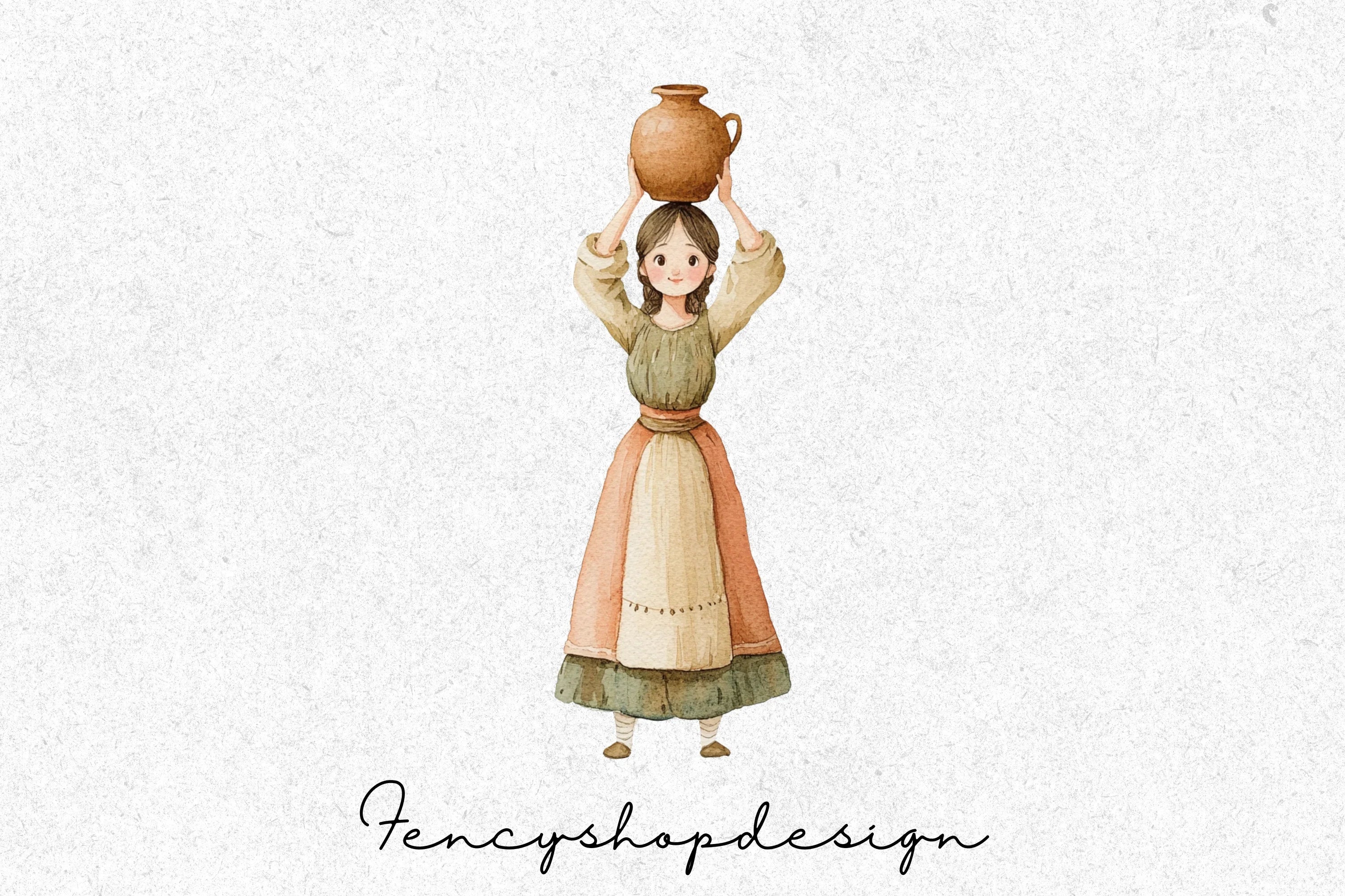 Clay Jug Woman Clipart Bundle - Image 5