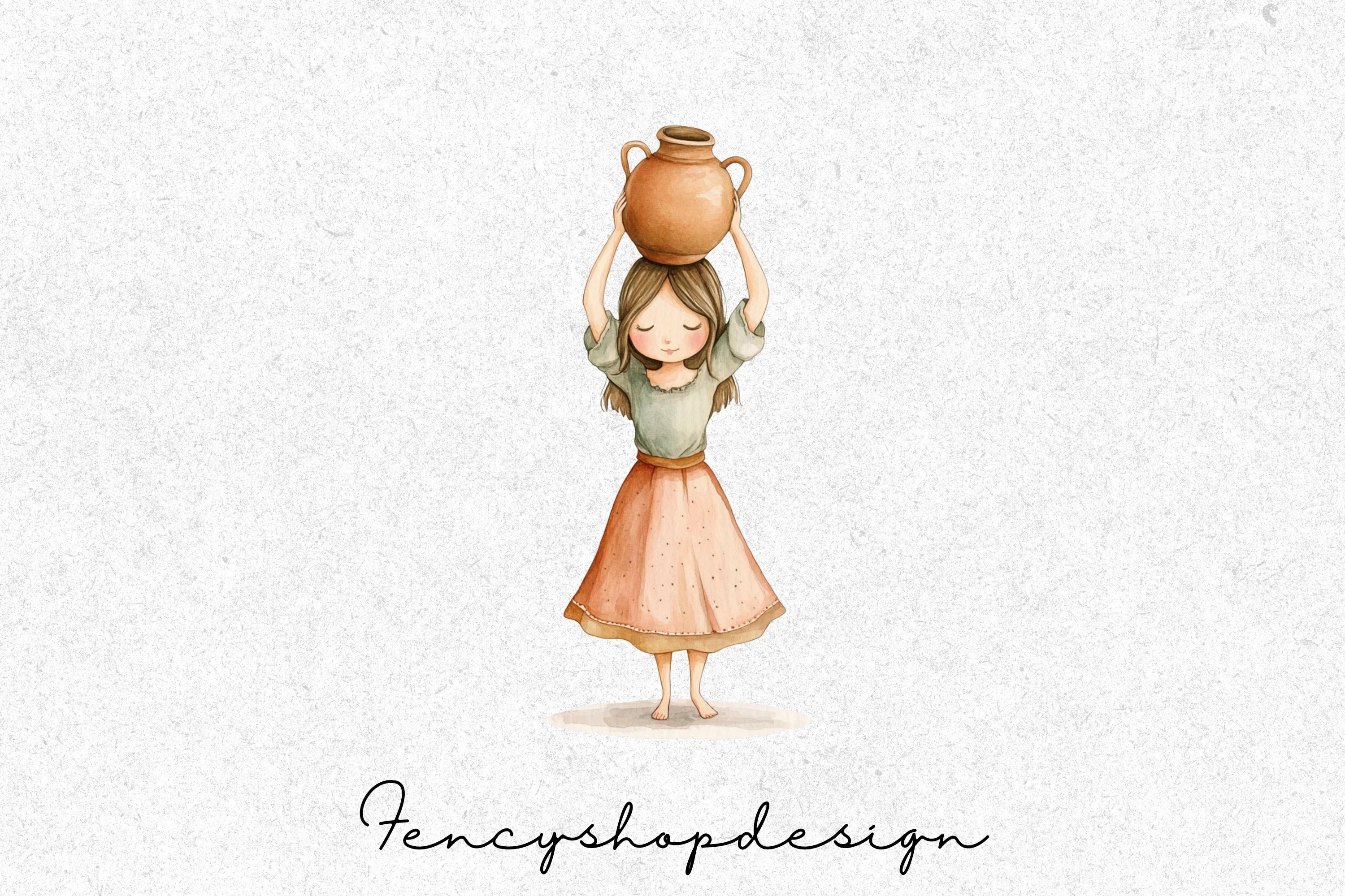 Clay Jug Woman Clipart Bundle - Image 7