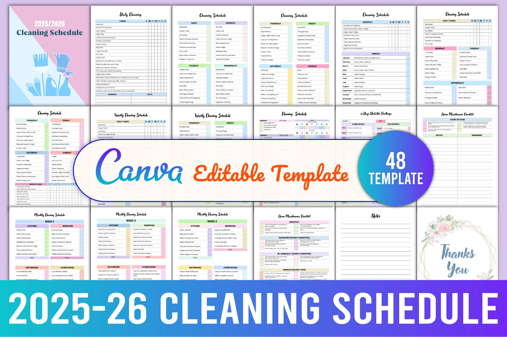 Cleaning Schedule Planner Editable Template