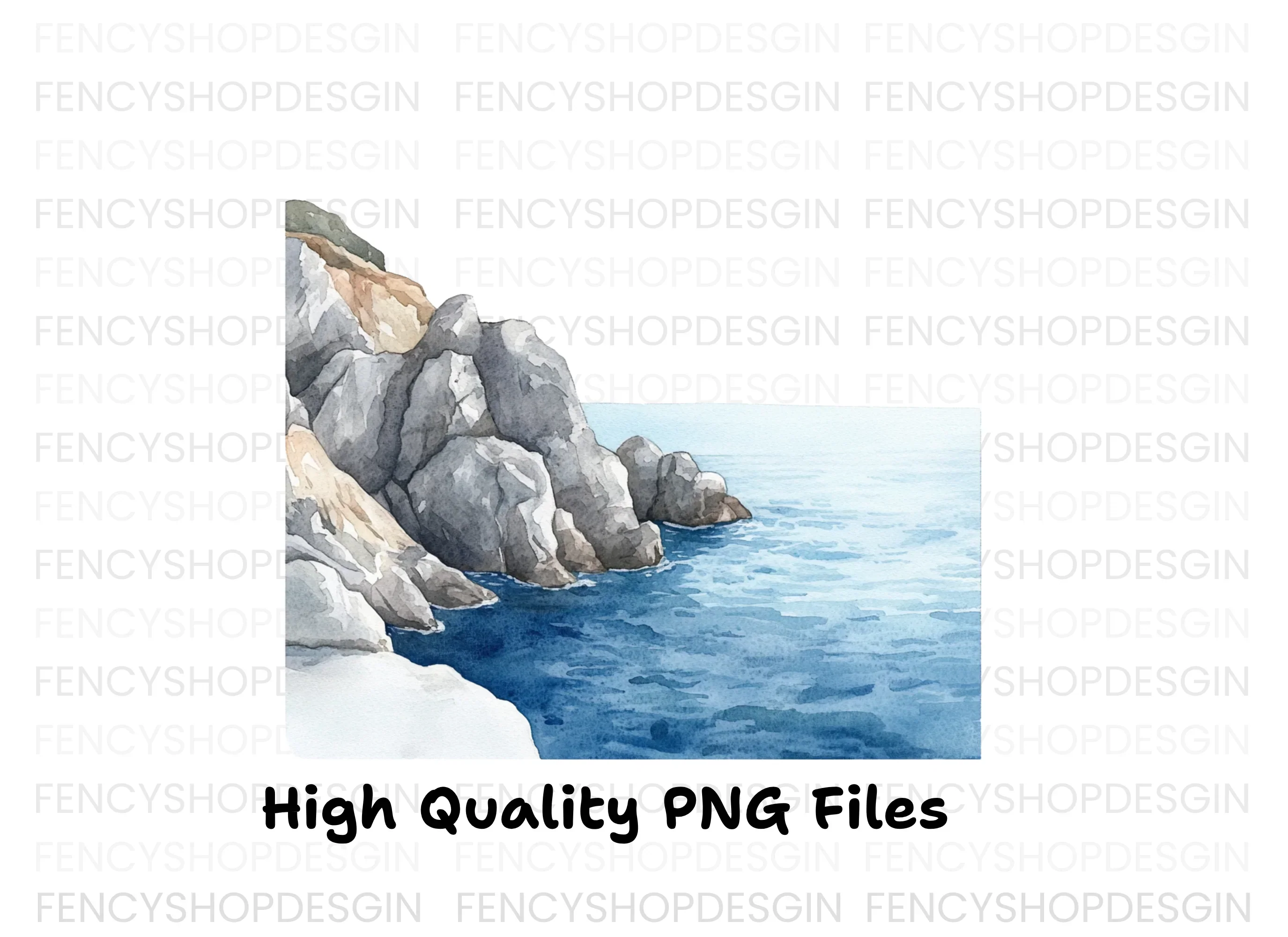 Cliff and Ocean Landscape Clipart Bundle - Image 5