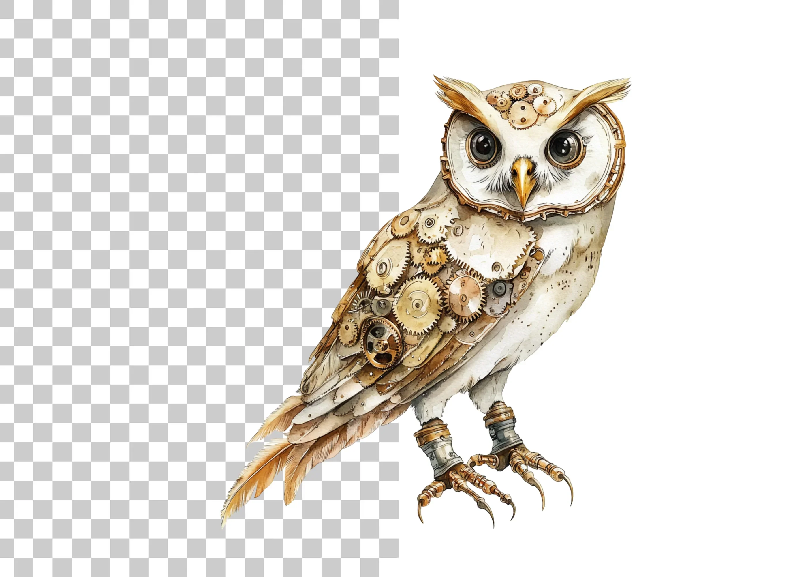 Clockwork Owl Rustic Steampunk Clipart Bundle - Image 2