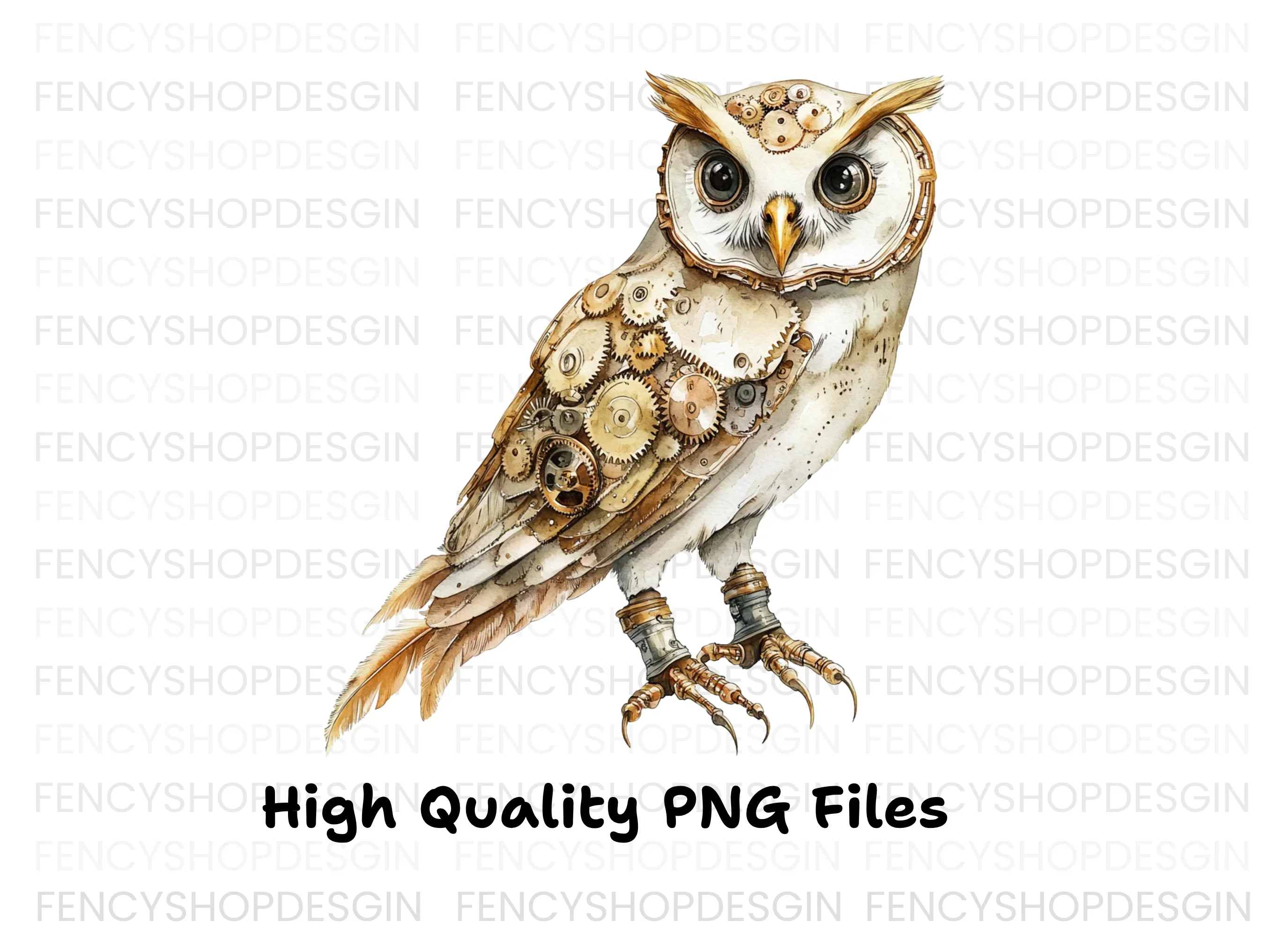 Clockwork Owl Rustic Steampunk Clipart Bundle - Image 3