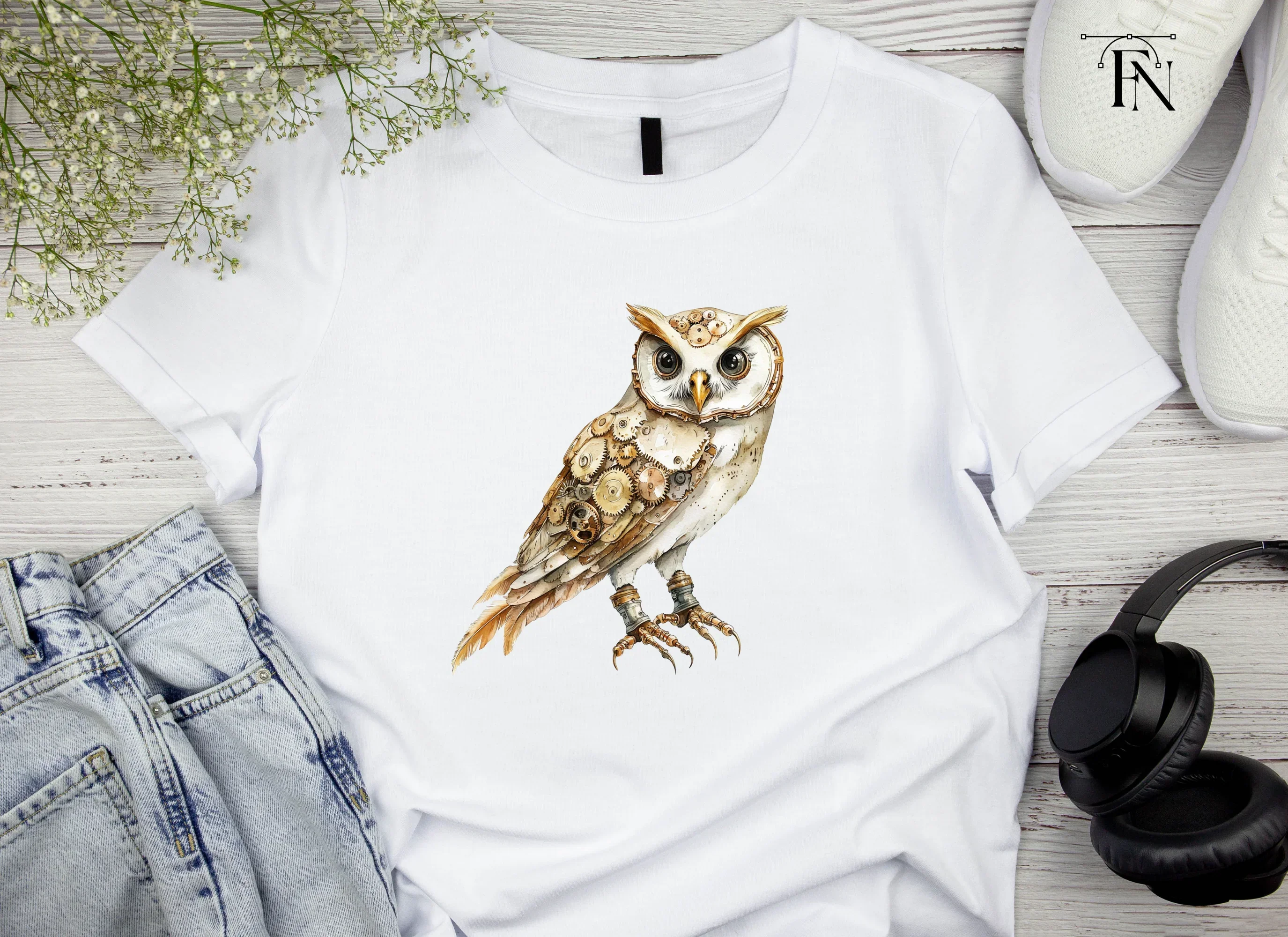 Clockwork Owl Rustic Steampunk Clipart Bundle - Image 4