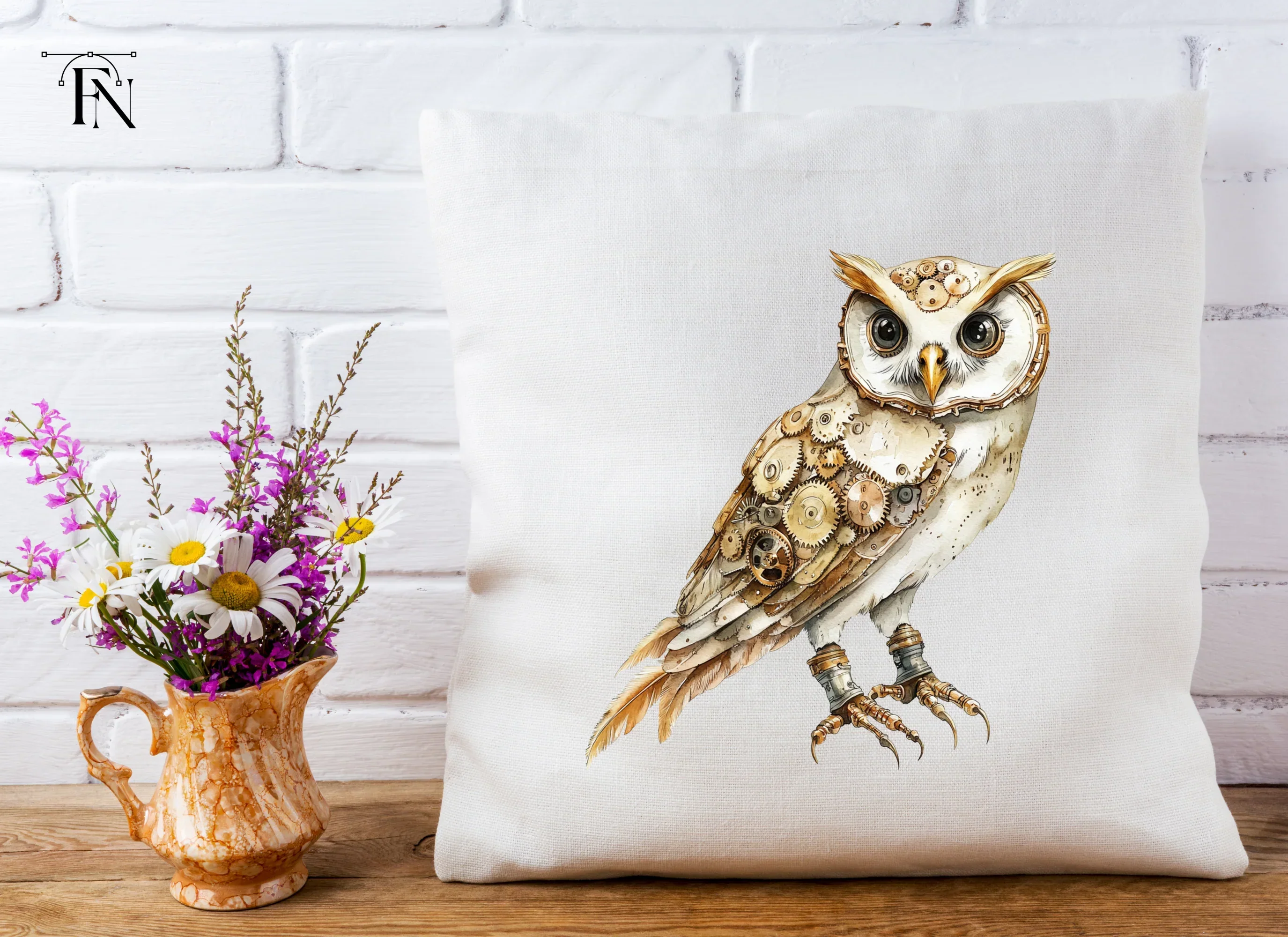 Clockwork Owl Rustic Steampunk Clipart Bundle - Image 5