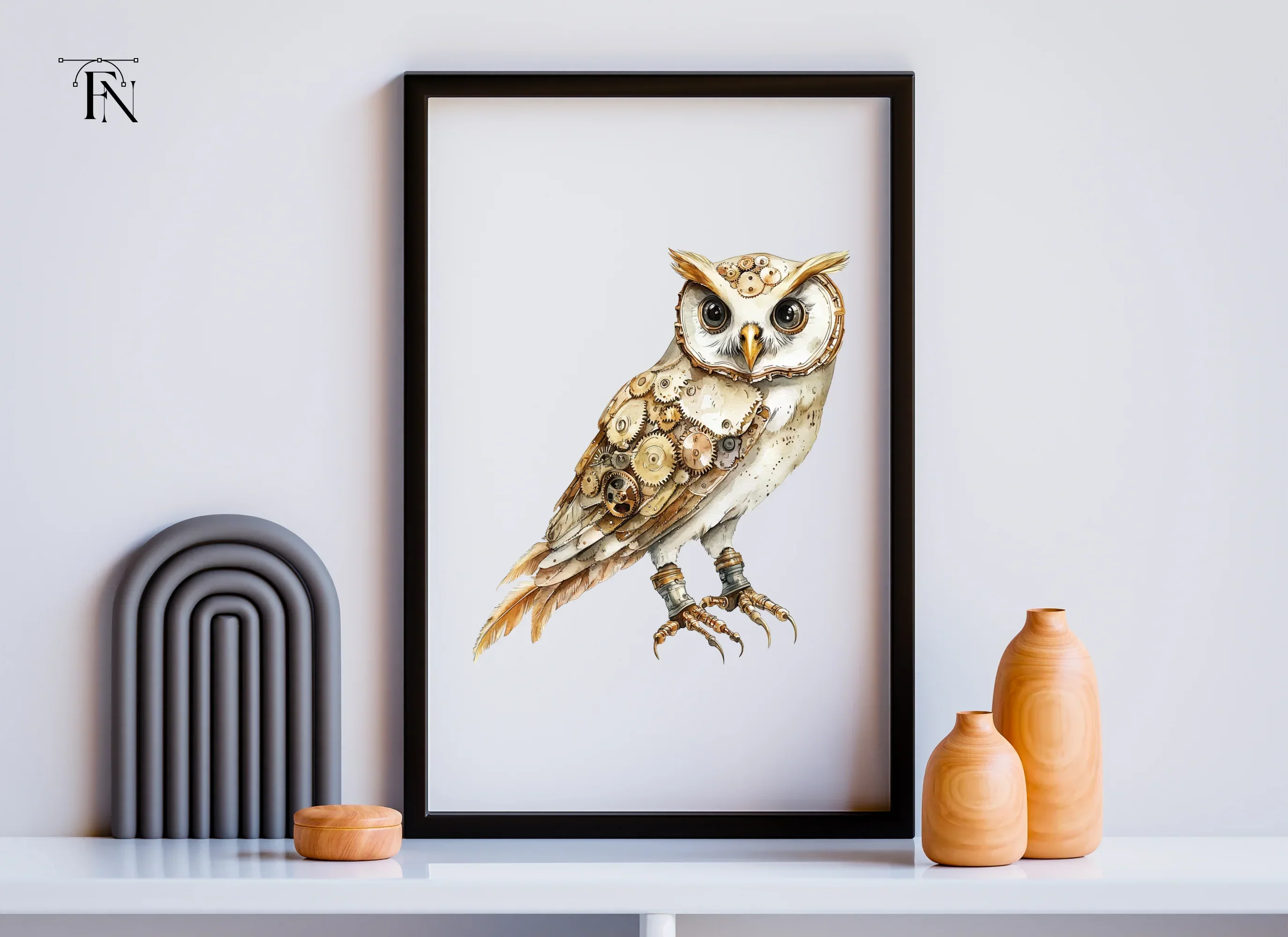 Clockwork Owl Rustic Steampunk Clipart Bundle - Image 6