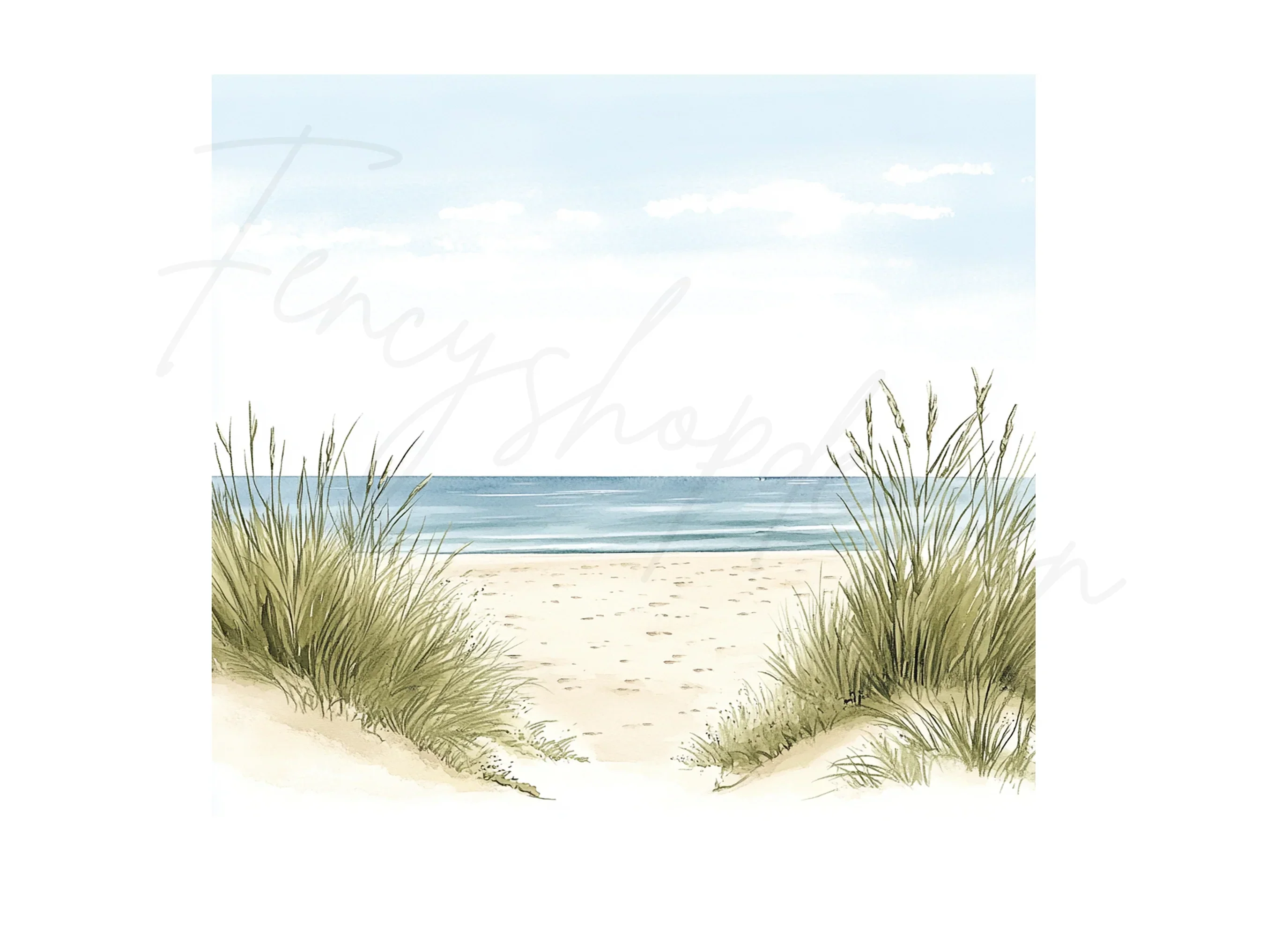 Coastal Beach Path with Dune Grass Clipart Bundle - Image 2