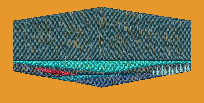 Coastal Landscape Scene Embroidery Design