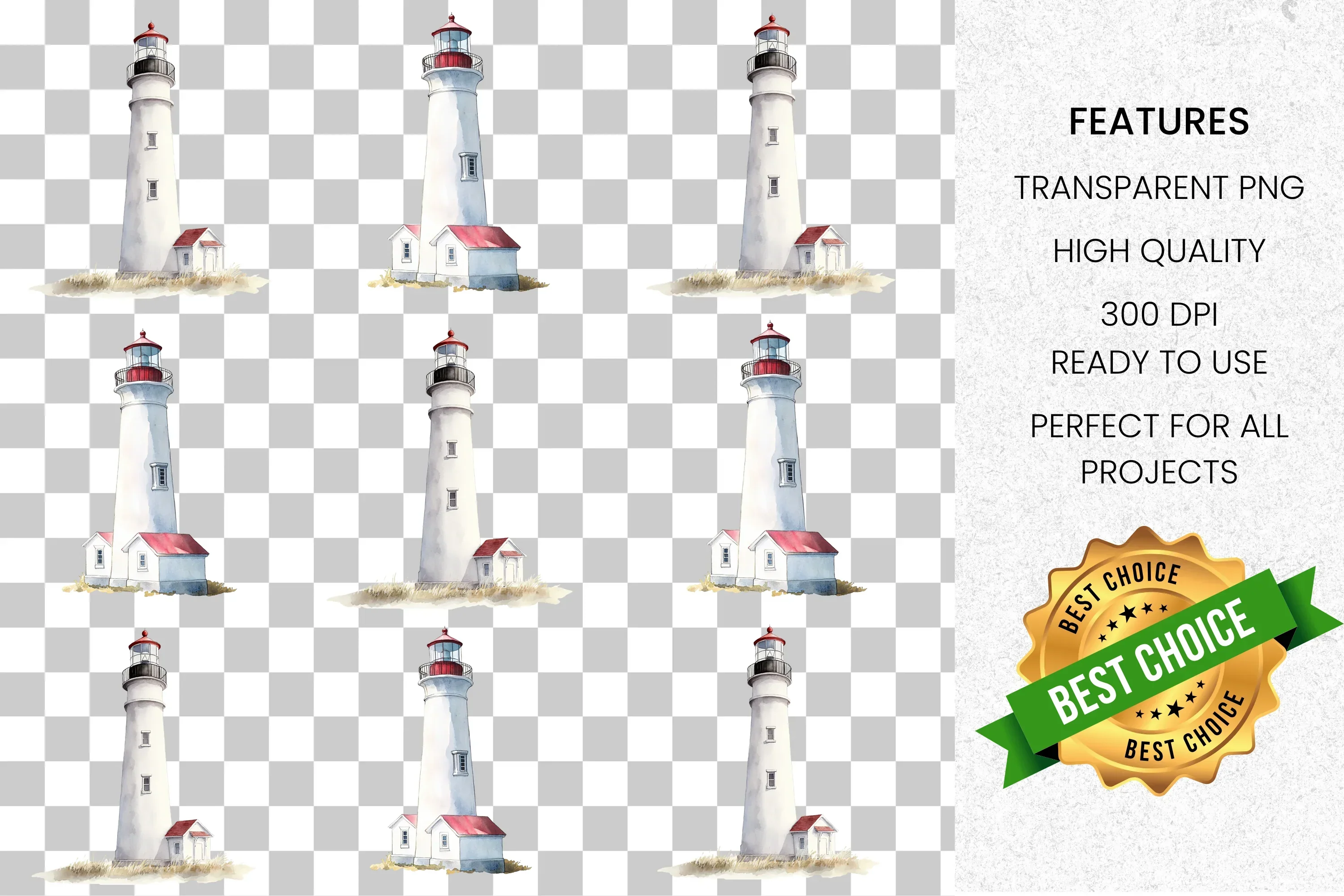 Coastal Lighthouse Clipart Bundle - Image 8