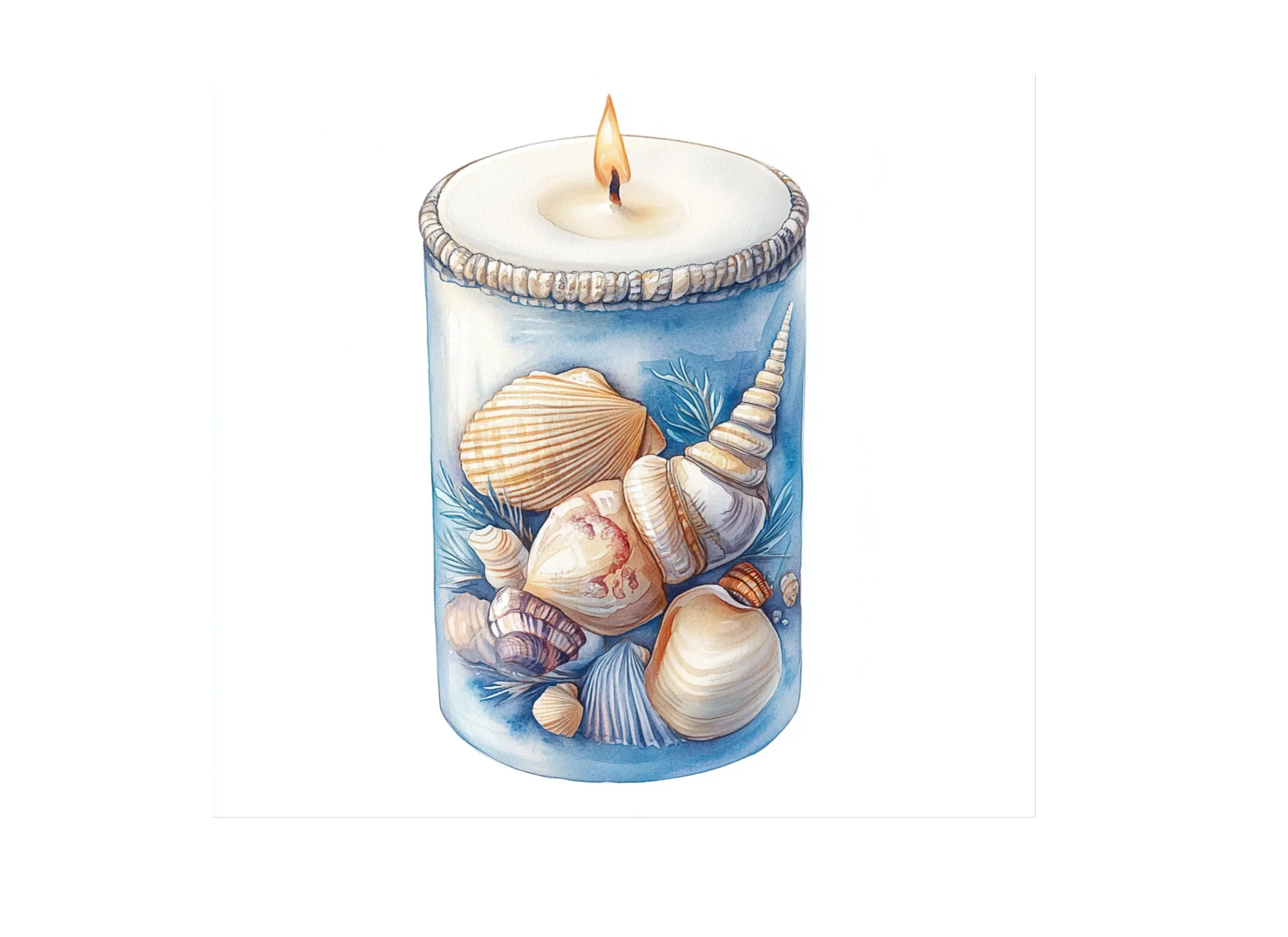 Coastal Seashell Candles Clipart Bundle - Image 2