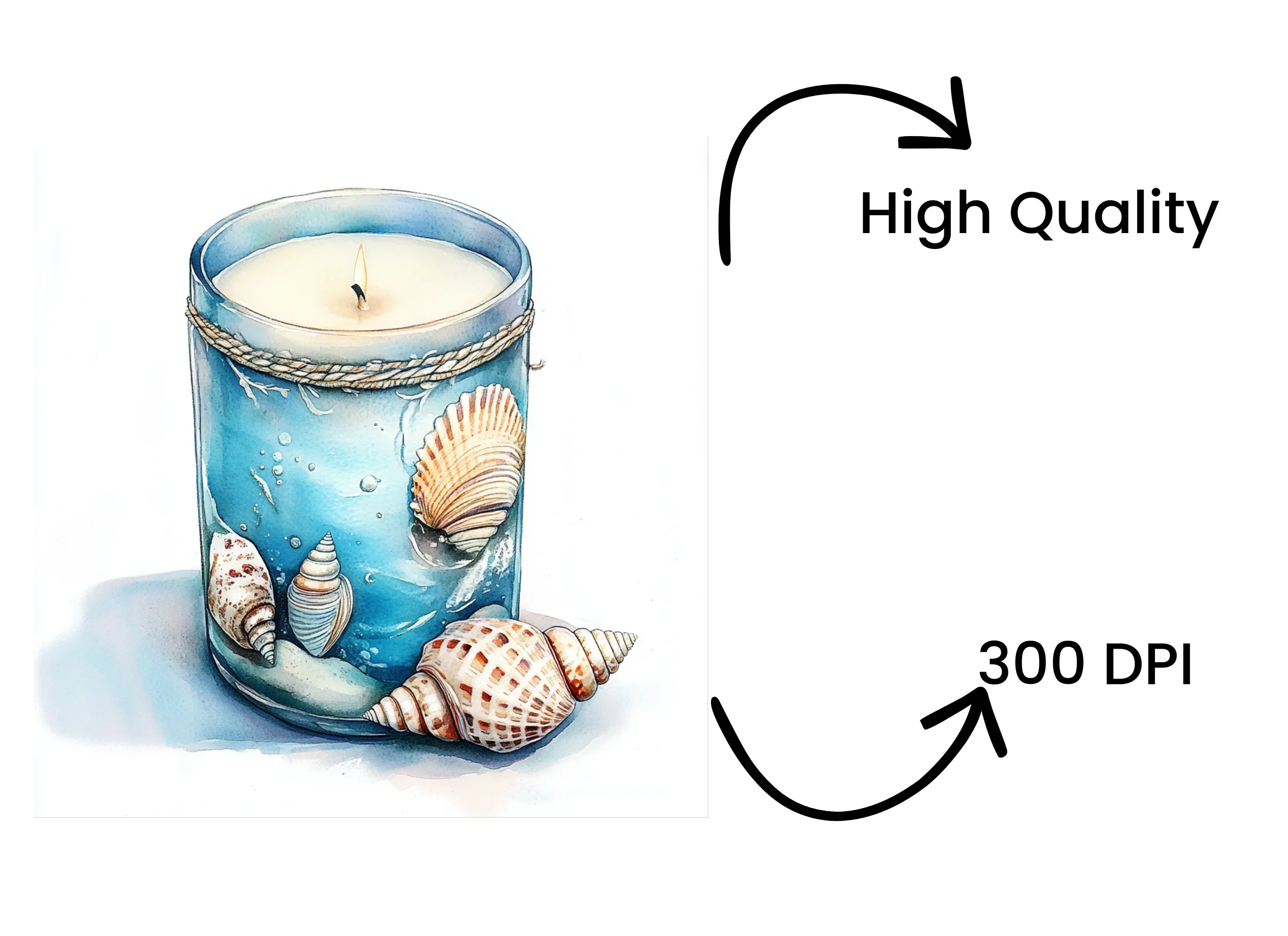 Coastal Seashell Candles Clipart Bundle - Image 4