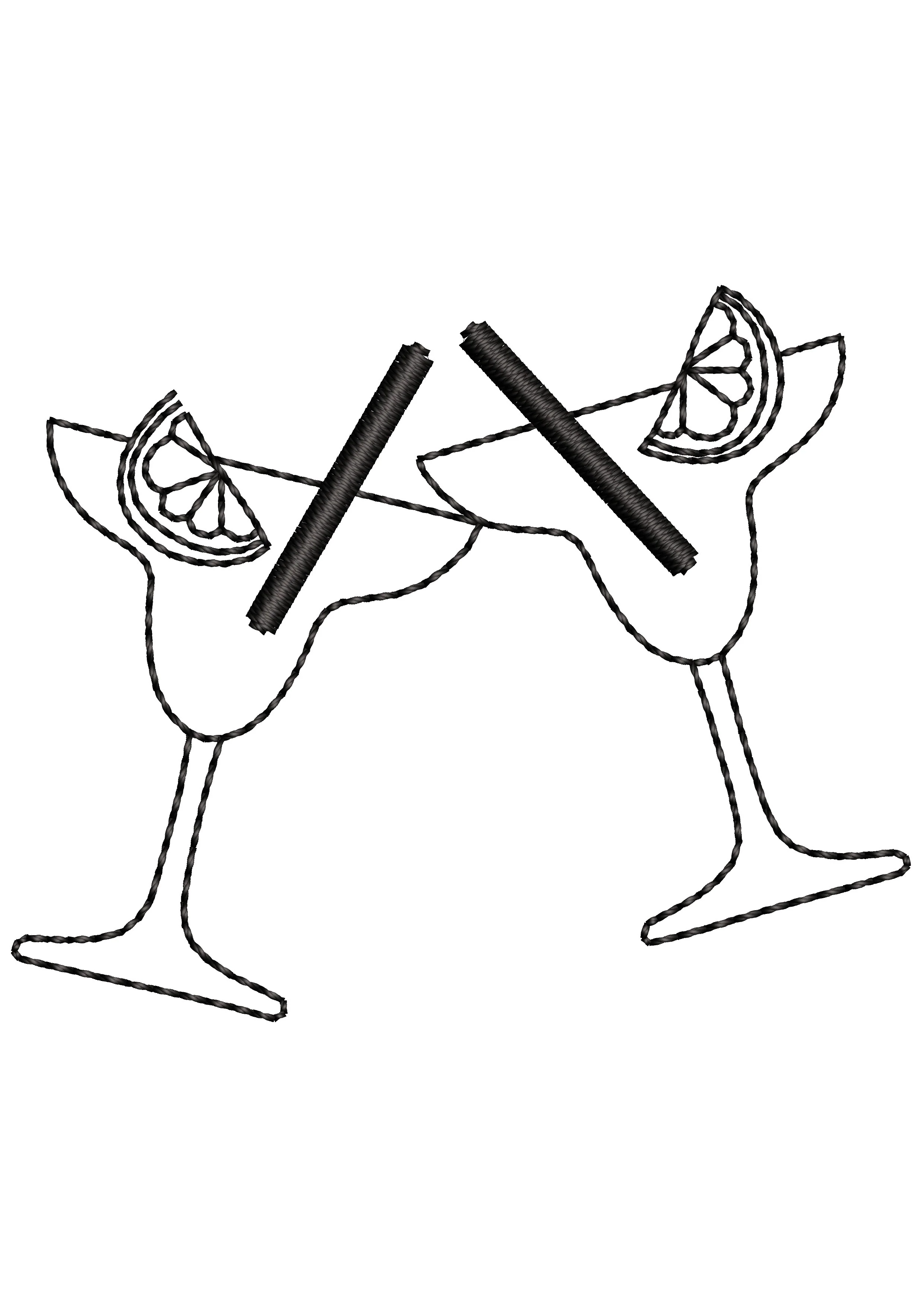 Coctail Glass Embroidery Design