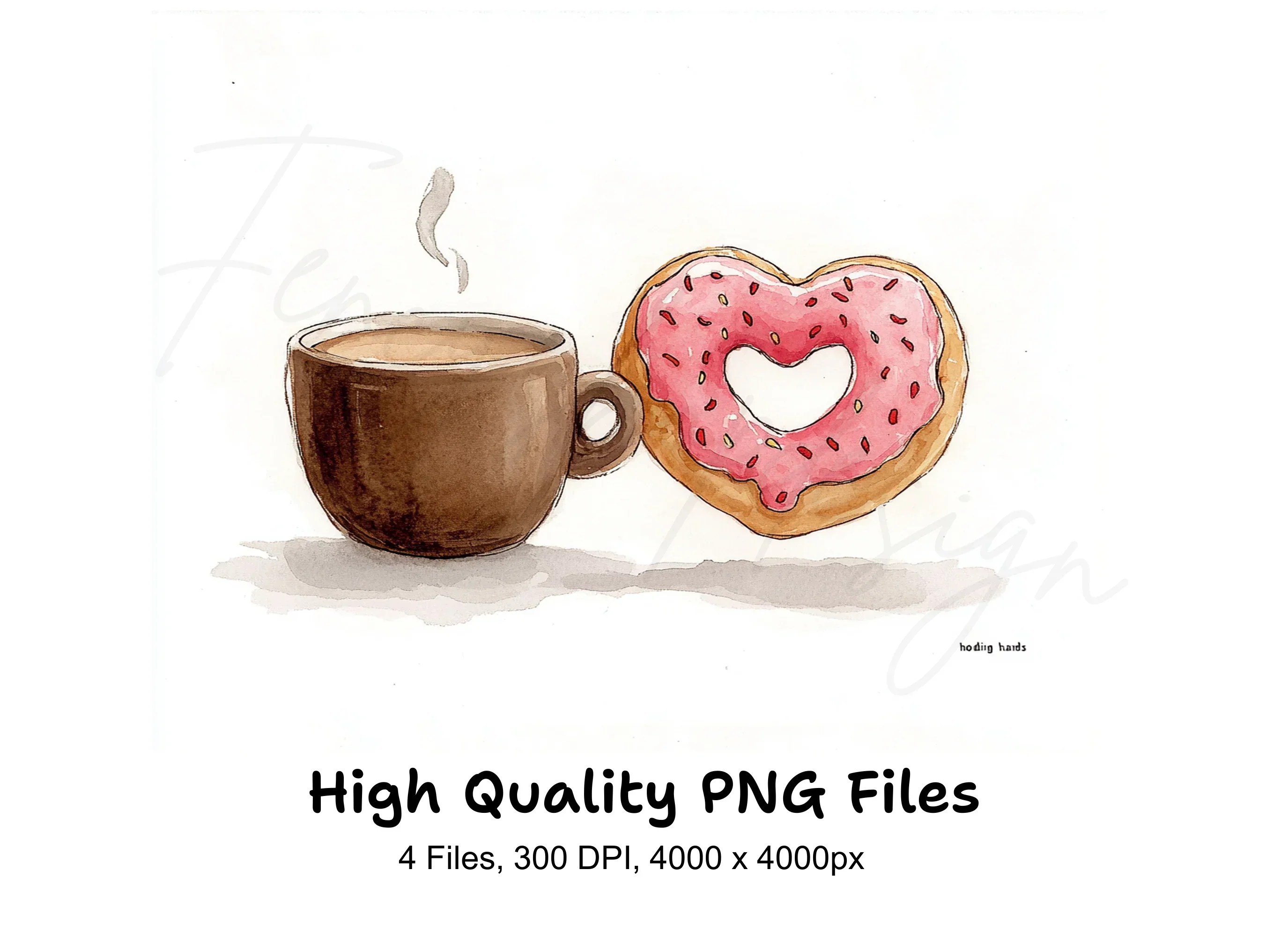 Coffee and Donut Love Clipart Bundle