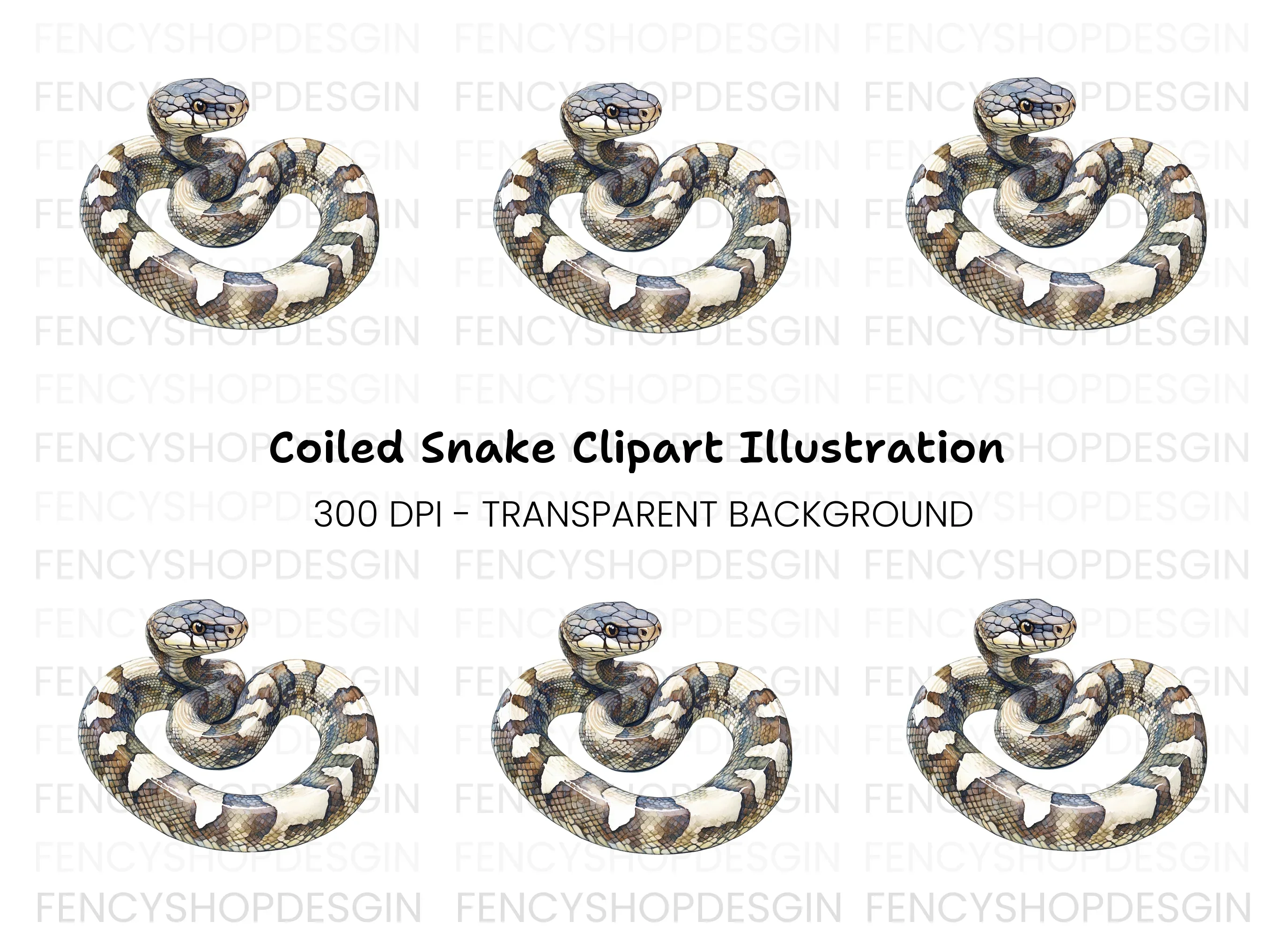 Coiled Snake Clipart Bundle