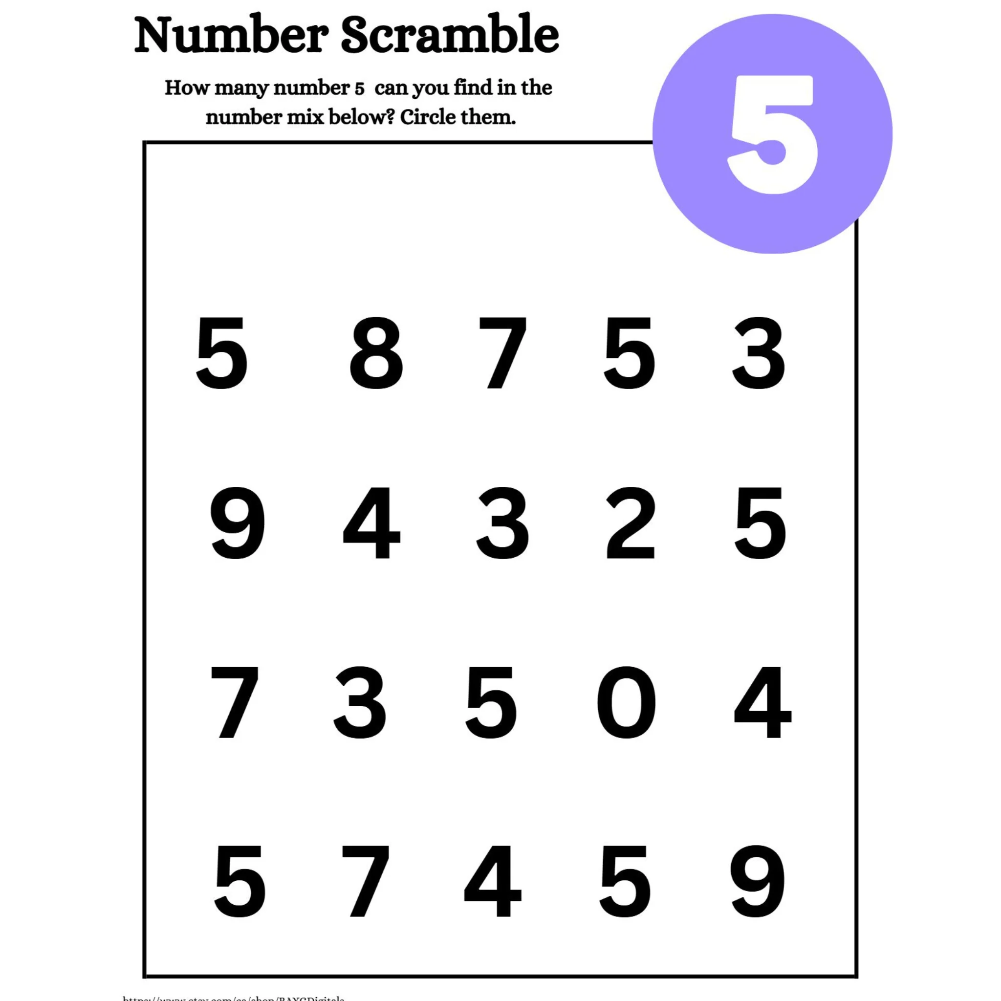 Color Number Scramble Worksheets