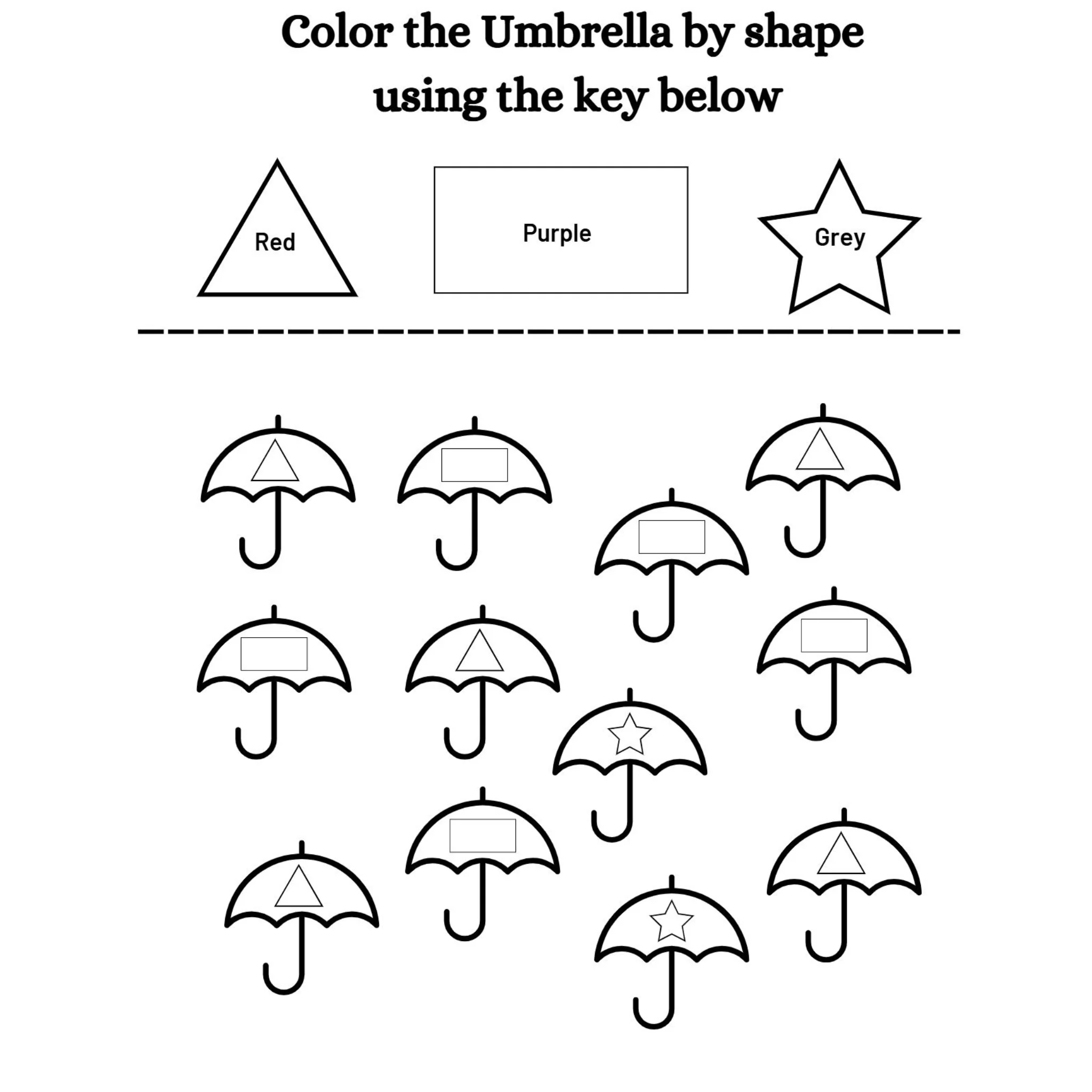 Color Shapes by Key Worksheets - Image 3