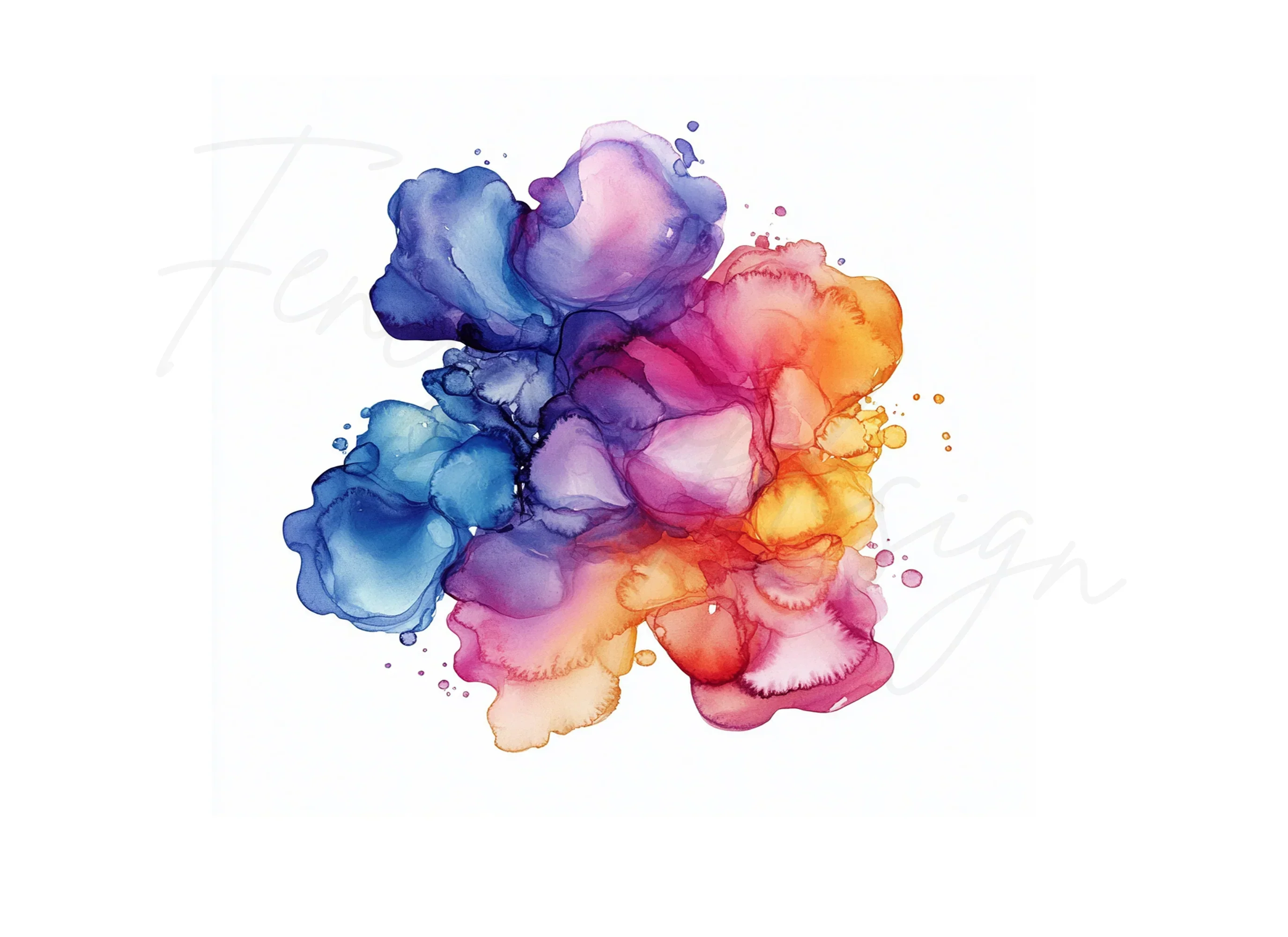 Colorful Alcohol Ink Splash Designs Clipart Bundle - Image 3