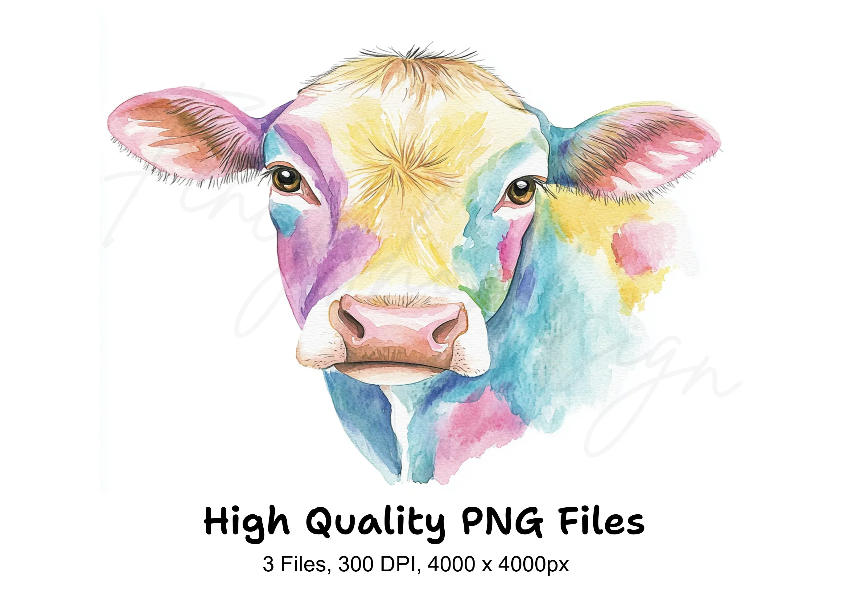 Colorful Cow Clipart Bundle