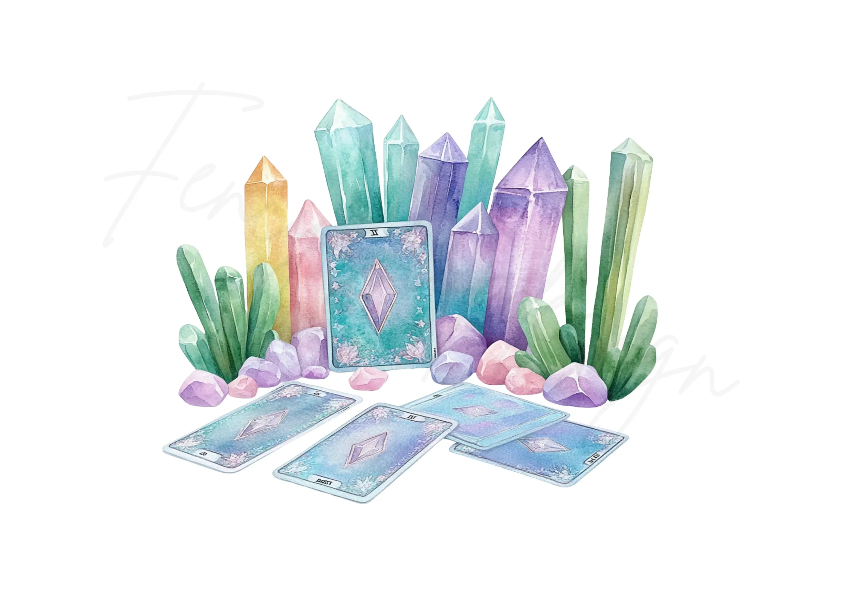 Colorful Crystal Tarot Card Clipart Bundle - Image 3