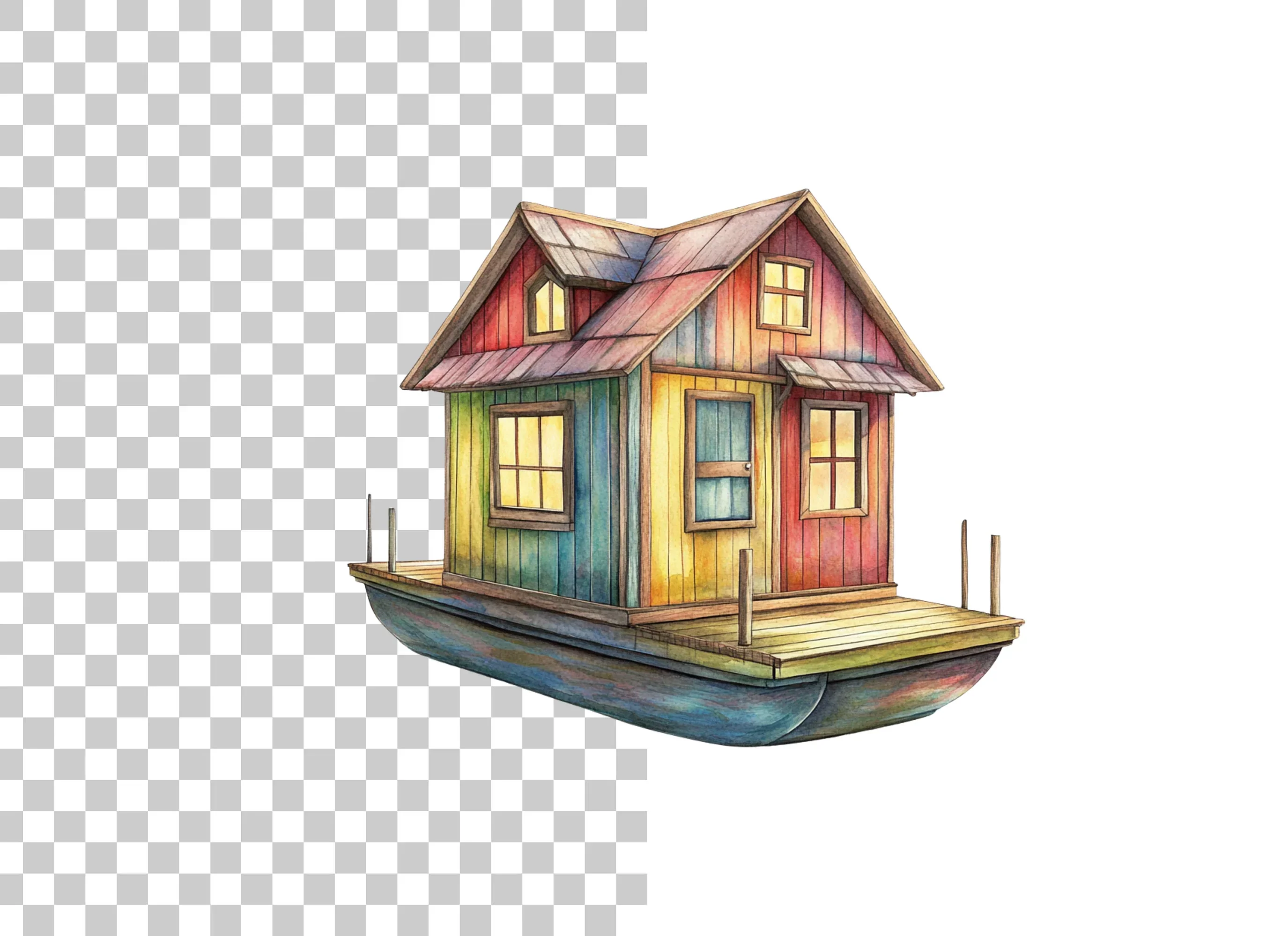 Colorful Floating House Clipart Bundle - Image 2