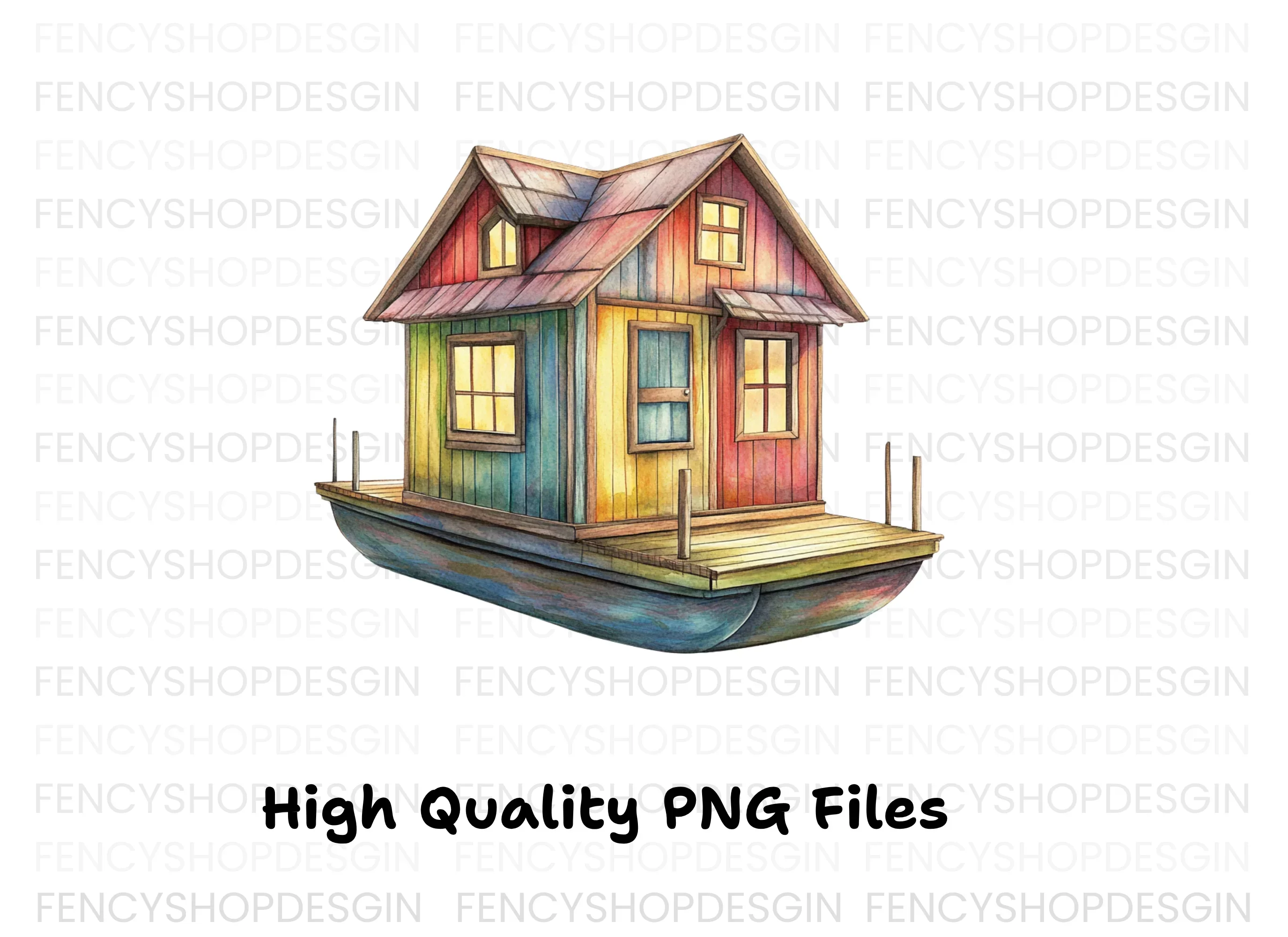Colorful Floating House Clipart Bundle - Image 3