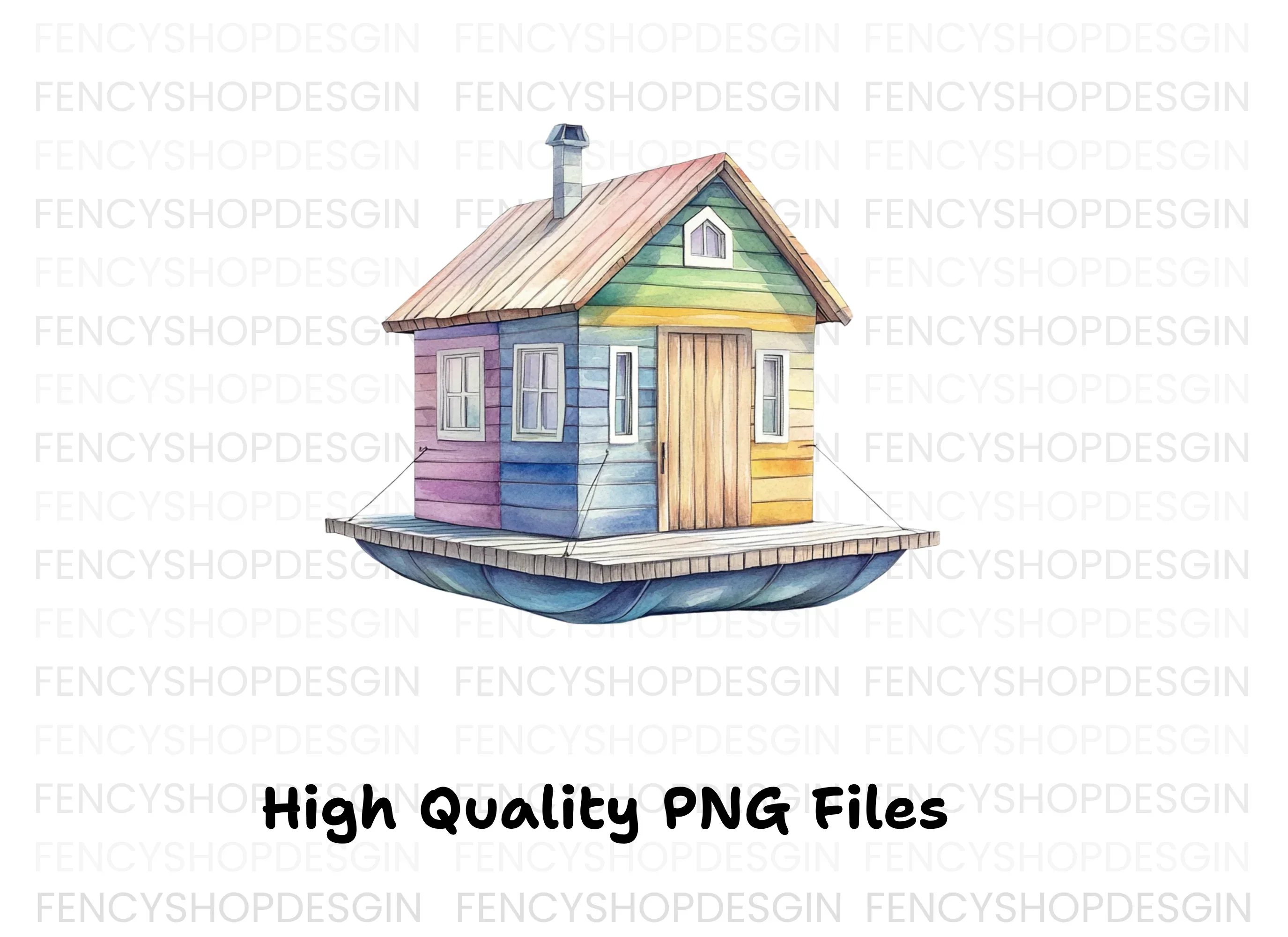 Colorful Floating House Clipart Bundle - Image 2