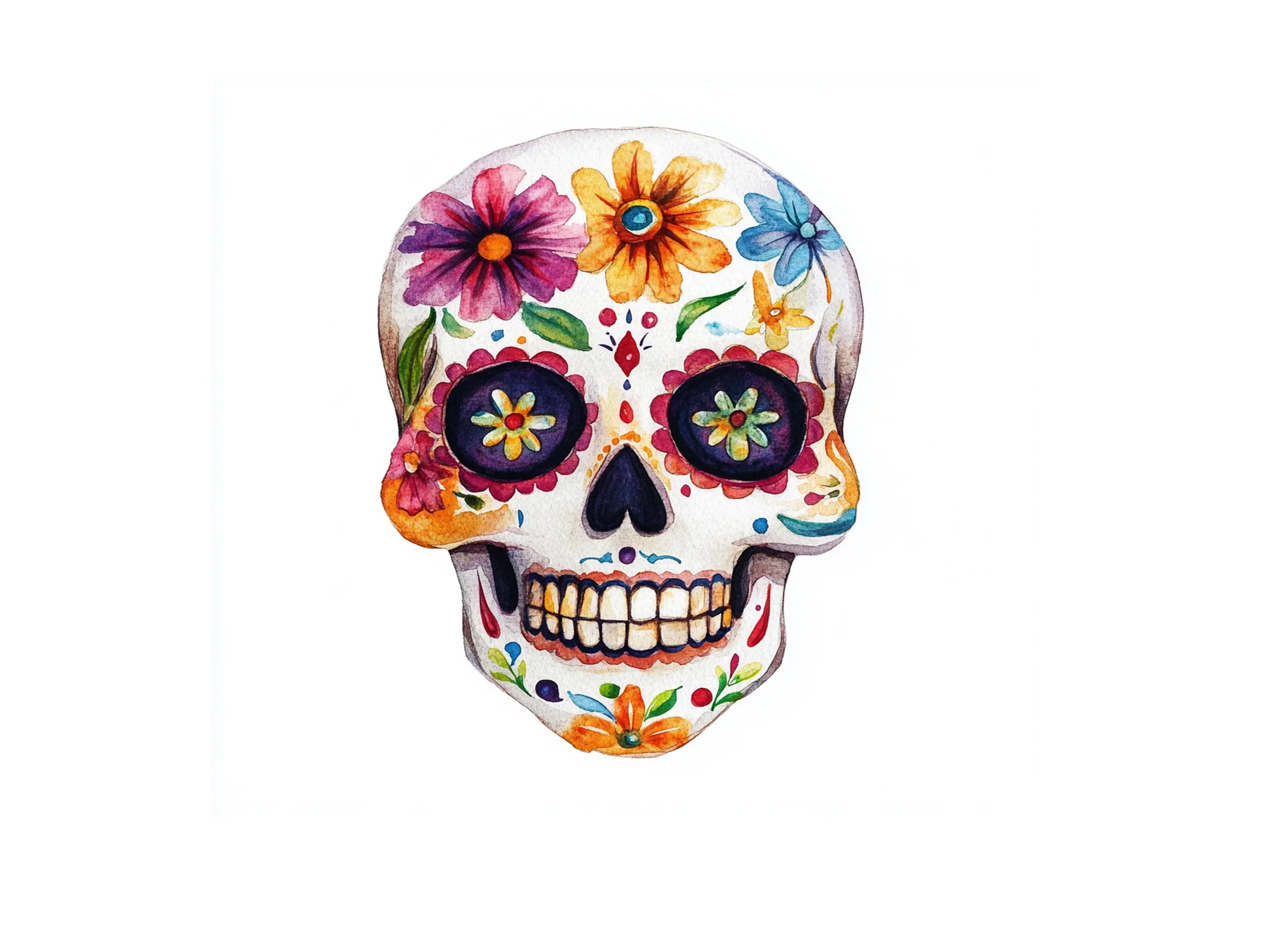 Colorful Floral Sugar Skull Clipart Bundle - Image 3