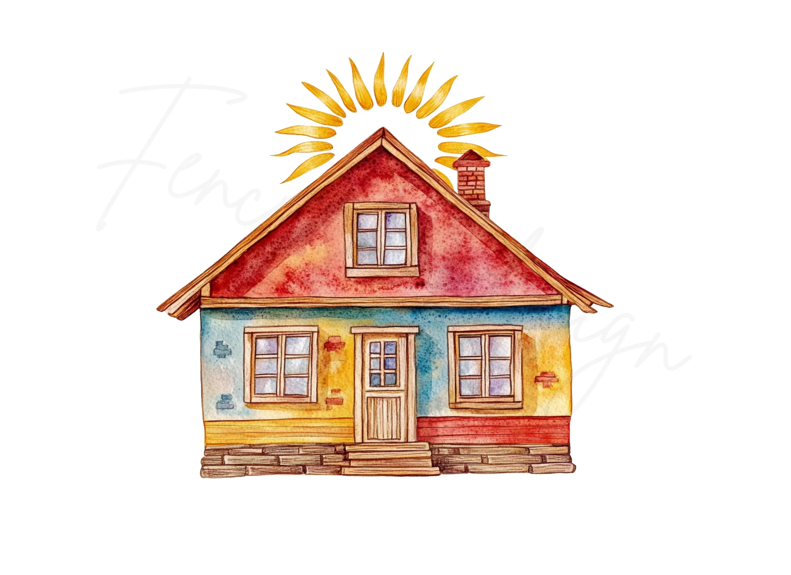 Colorful House with Sun Clipart Bundle - Image 3