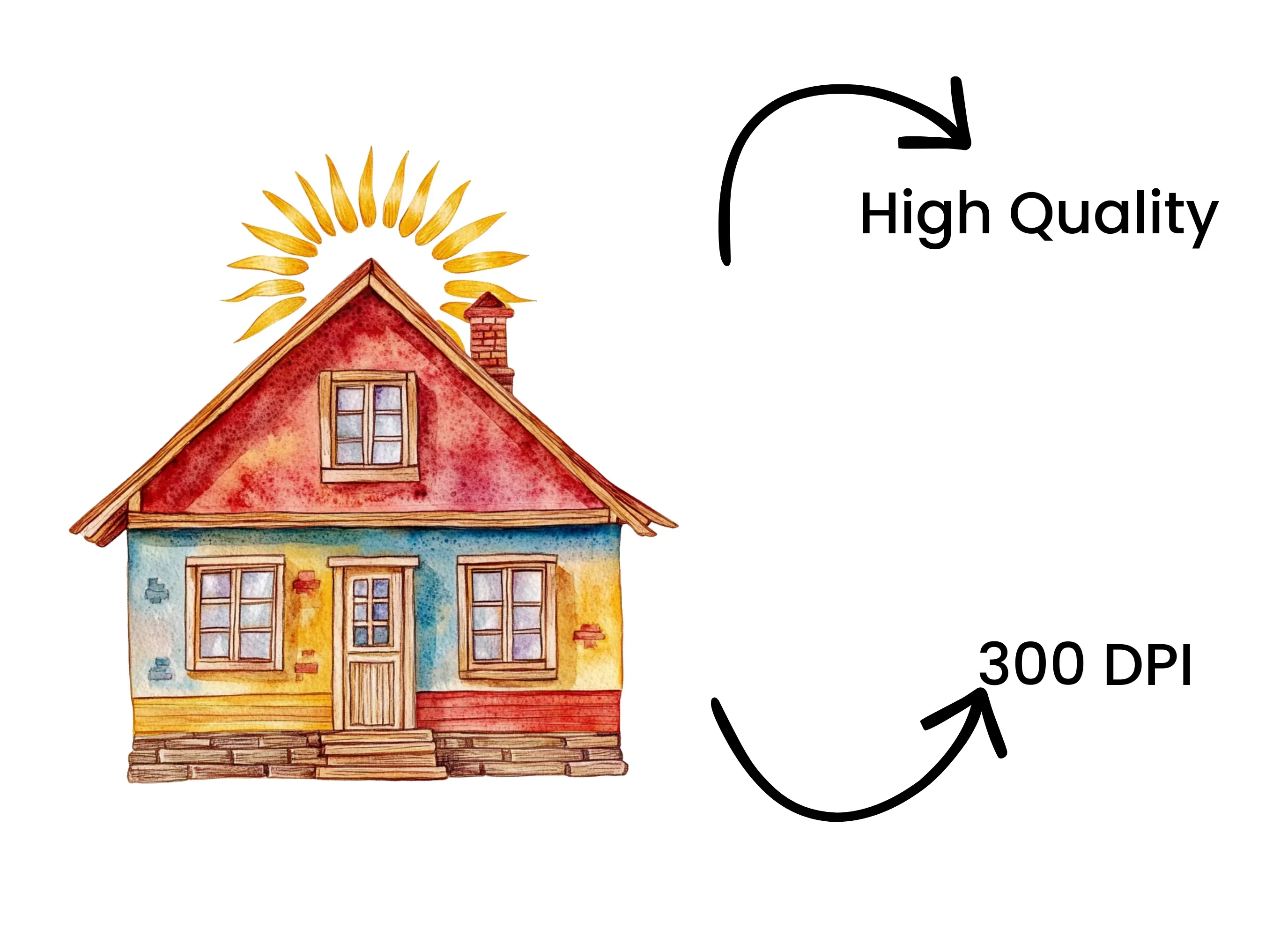 Colorful House with Sun Clipart Bundle - Image 4
