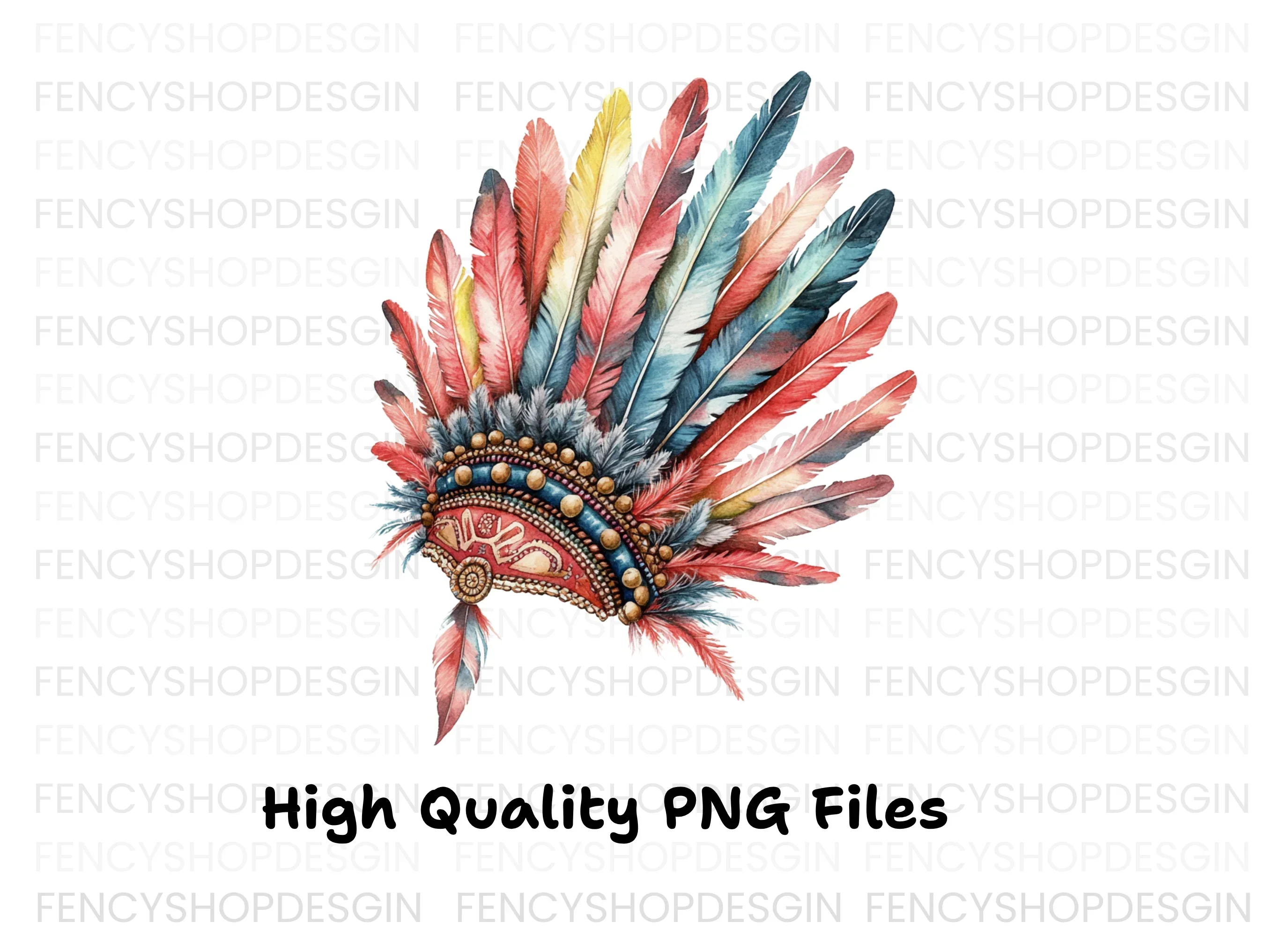 Colorful Native American Headdress Clipart Bundle - Image 3