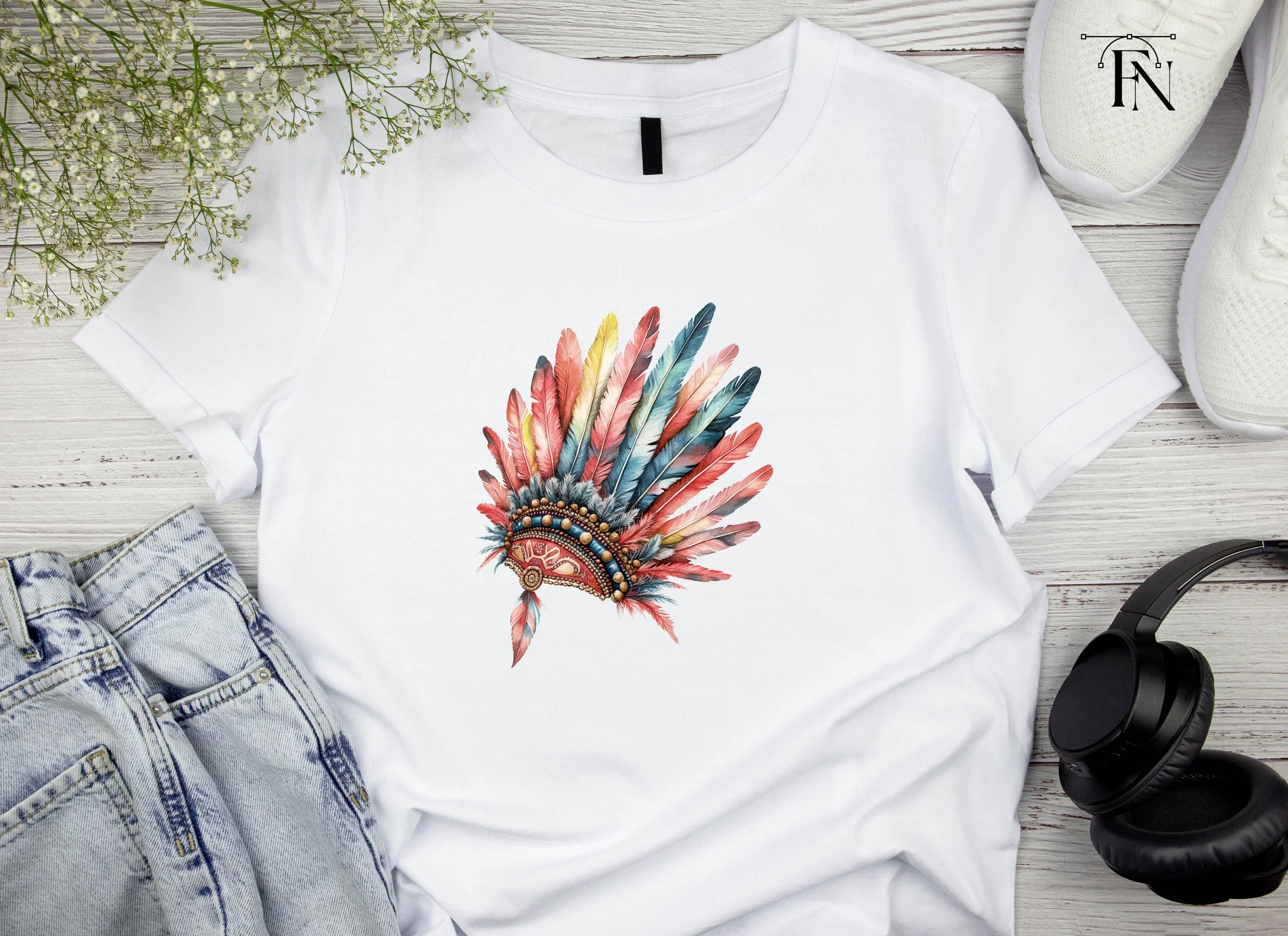 Colorful Native American Headdress Clipart Bundle - Image 4
