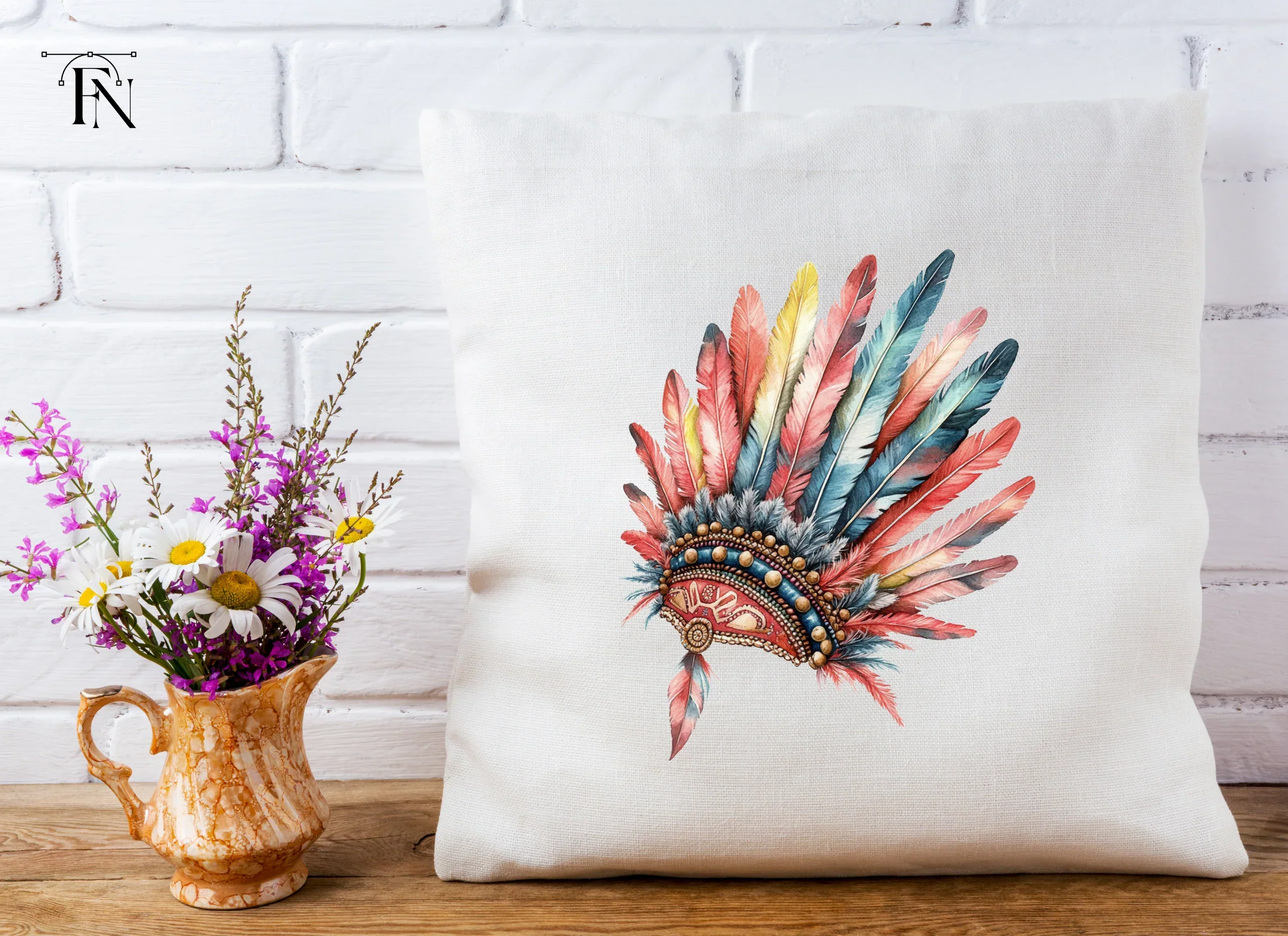 Colorful Native American Headdress Clipart Bundle - Image 5
