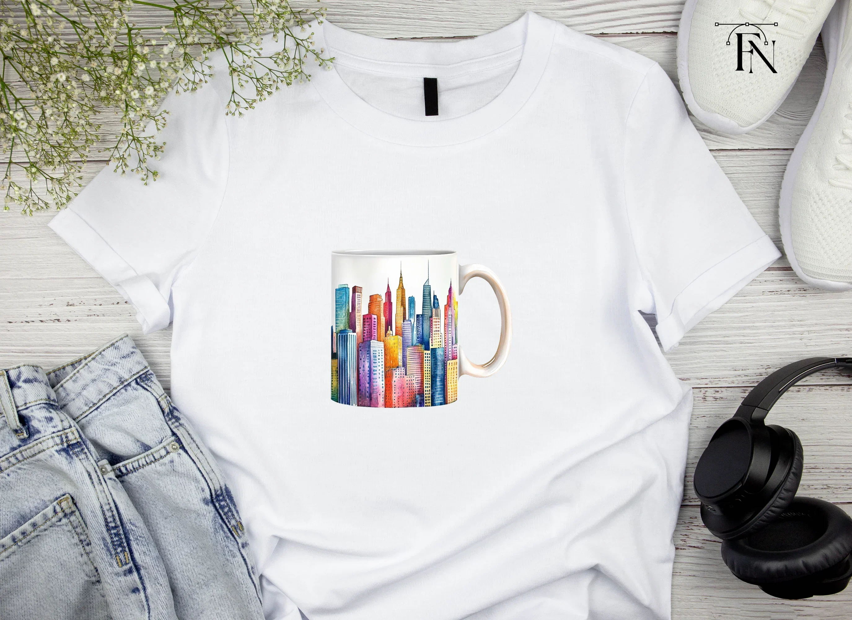 Colorful NYC Skyline Mugs Clipart Bundle - Image 4