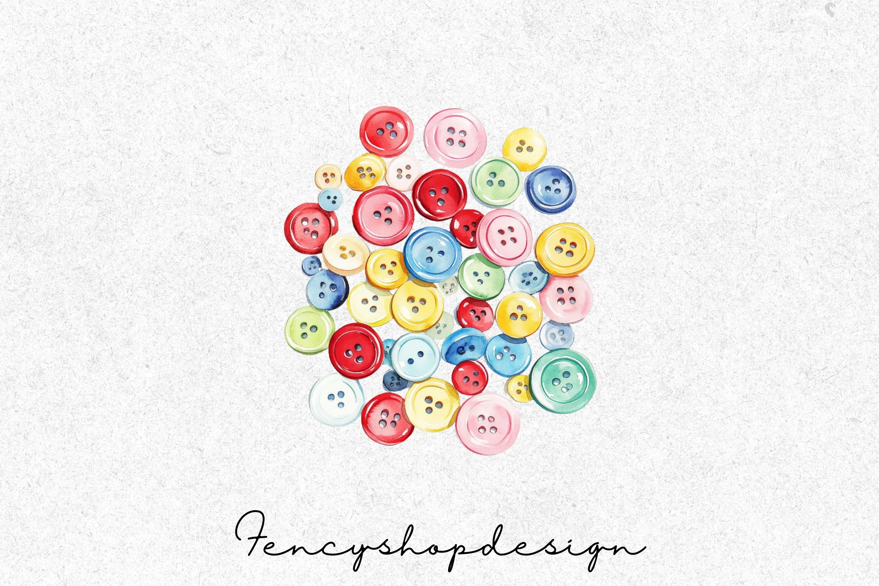 Colorful Pastel Shapes Buttons Clipart Bundle - Image 3