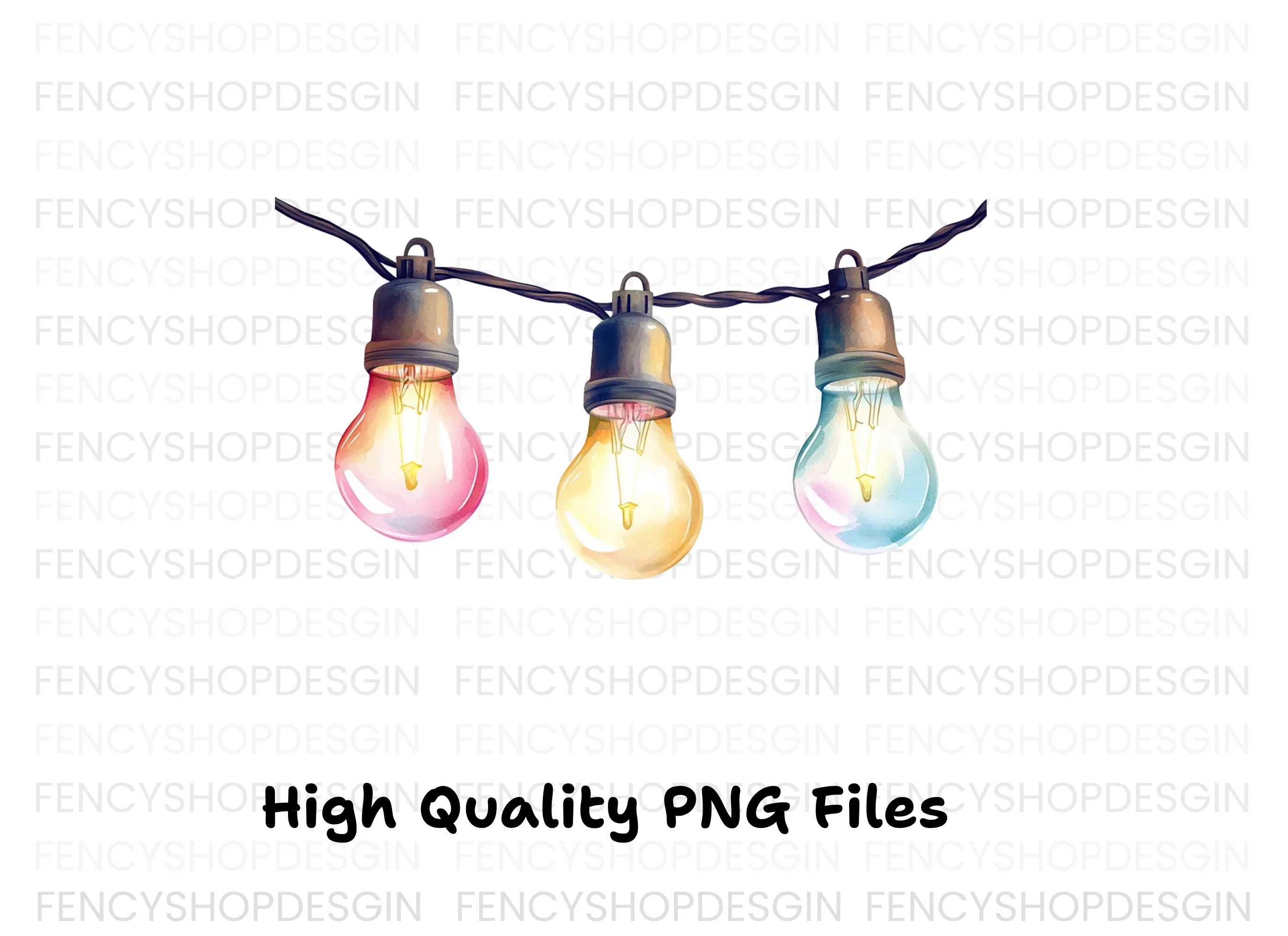Colorful String Lights Clipart Bundle - Image 3