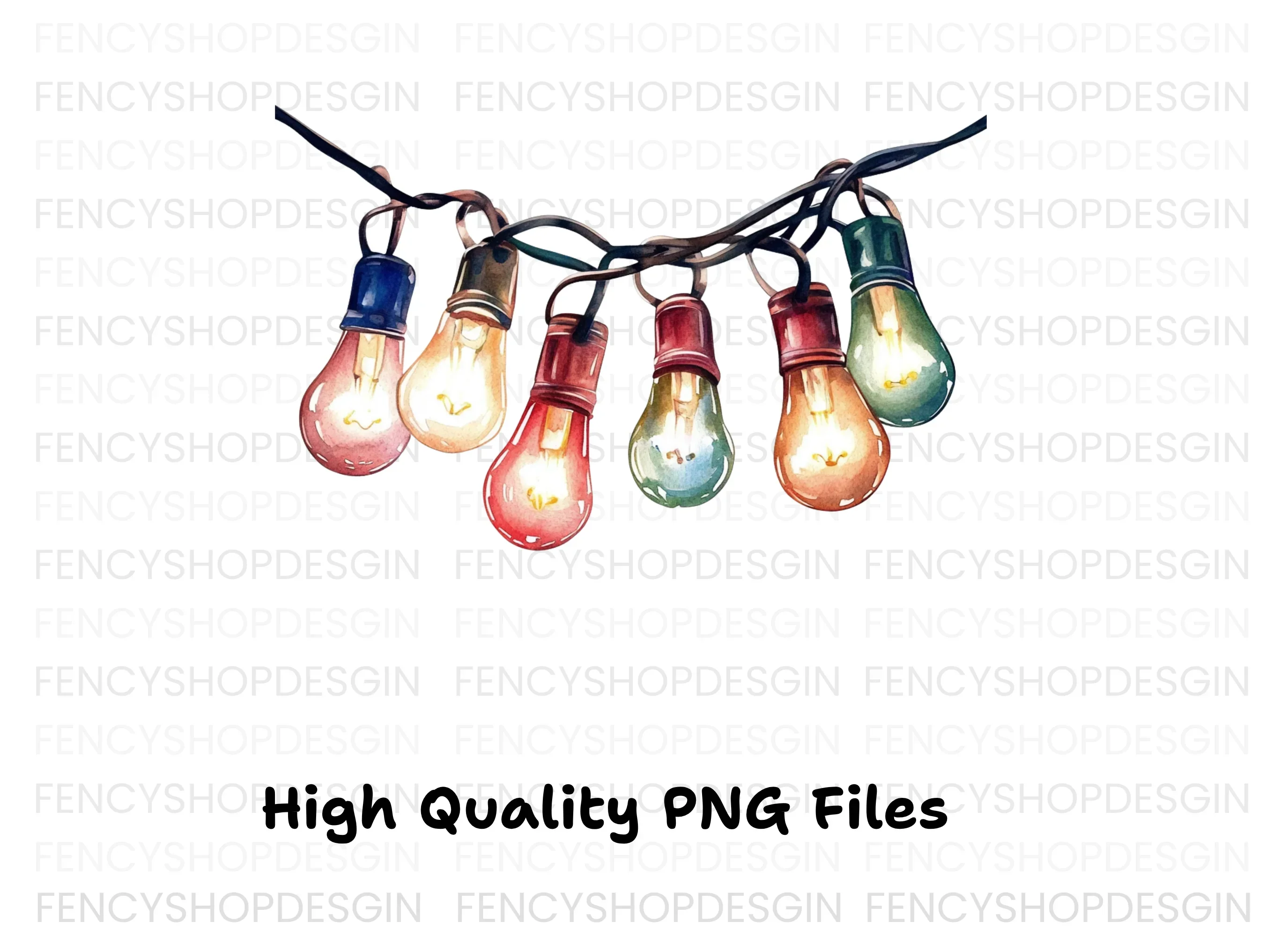 Colorful String Lights Clipart Bundle - Image 3