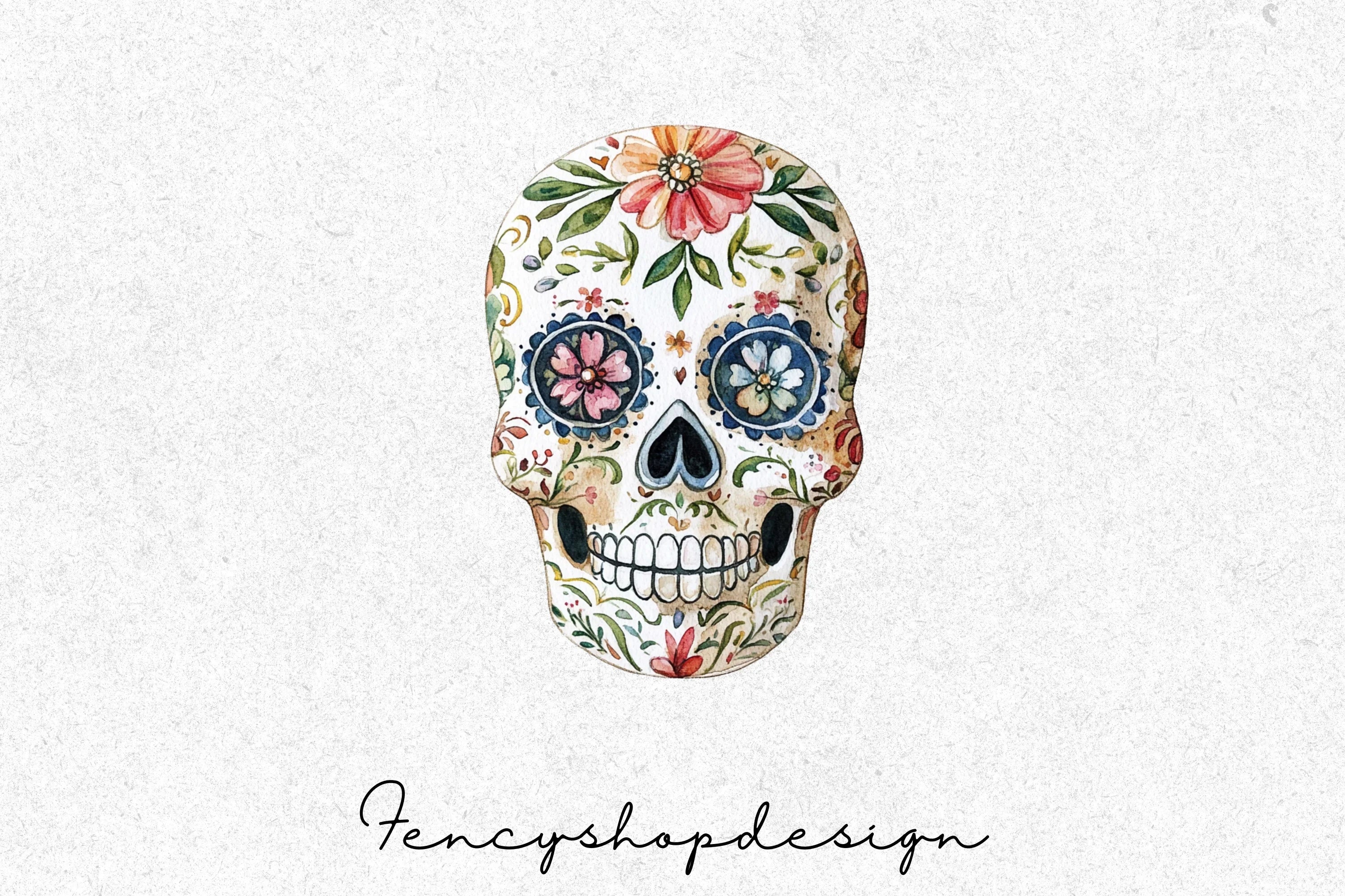 Colorful Sugar Skull Clipart Bundle - Image 6