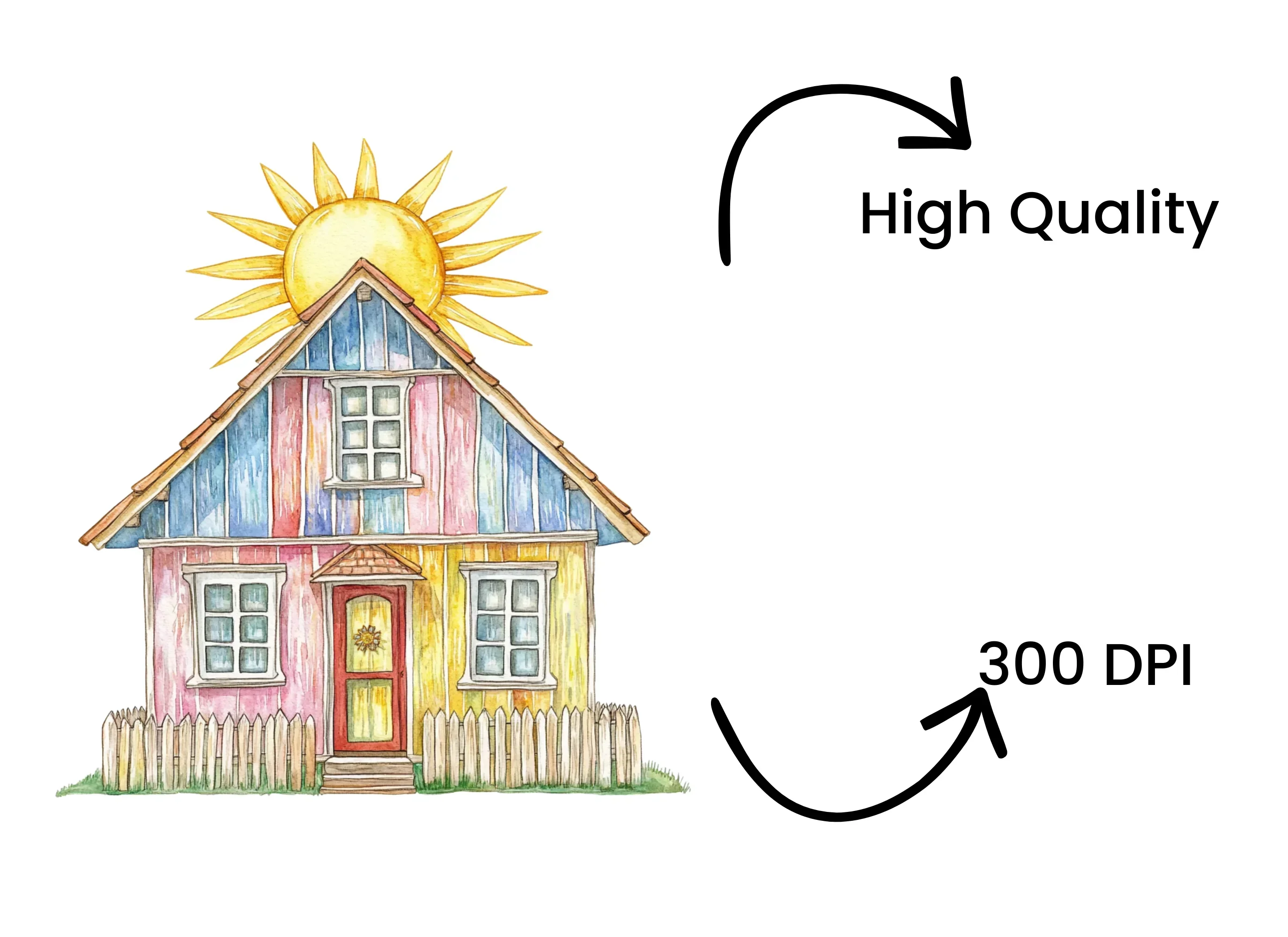 Colorful Summer House with Bright Sun Clipart Bundle - Image 4