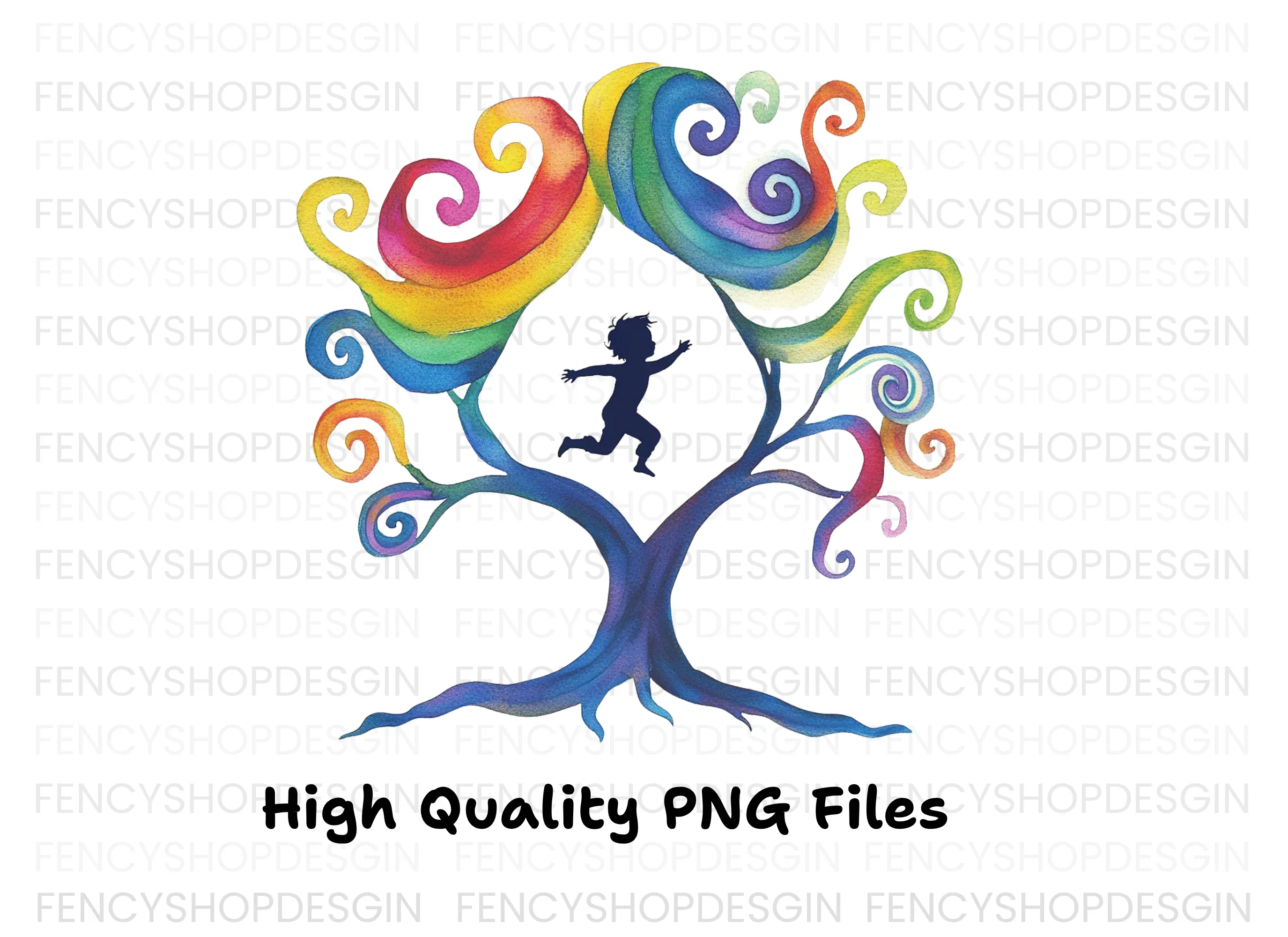Colorful Swirl Trees Silhouettes Clipart Bundle - Image 2