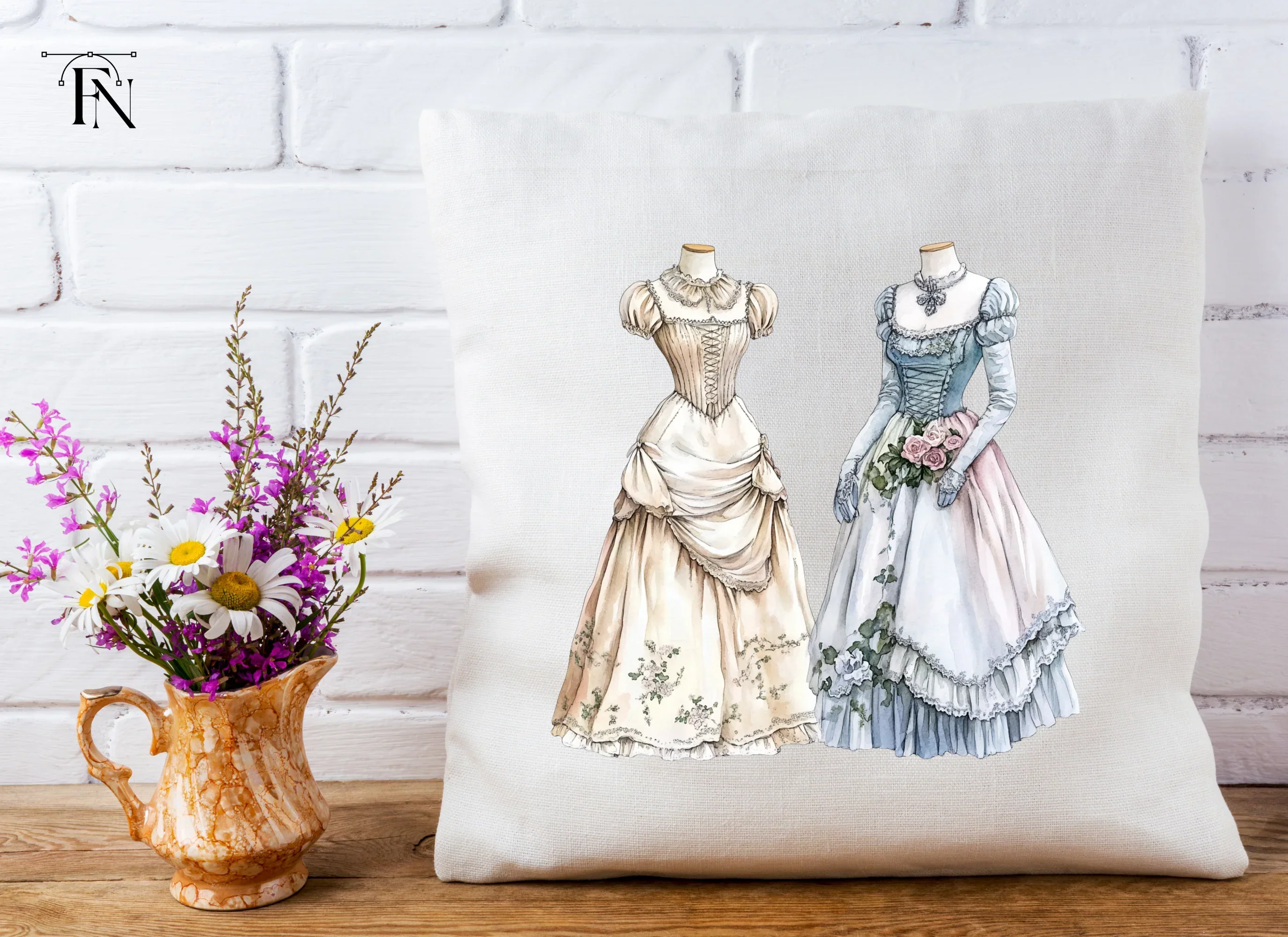 Colorful Victorian Era Dresses Clipart Bundle - Image 5