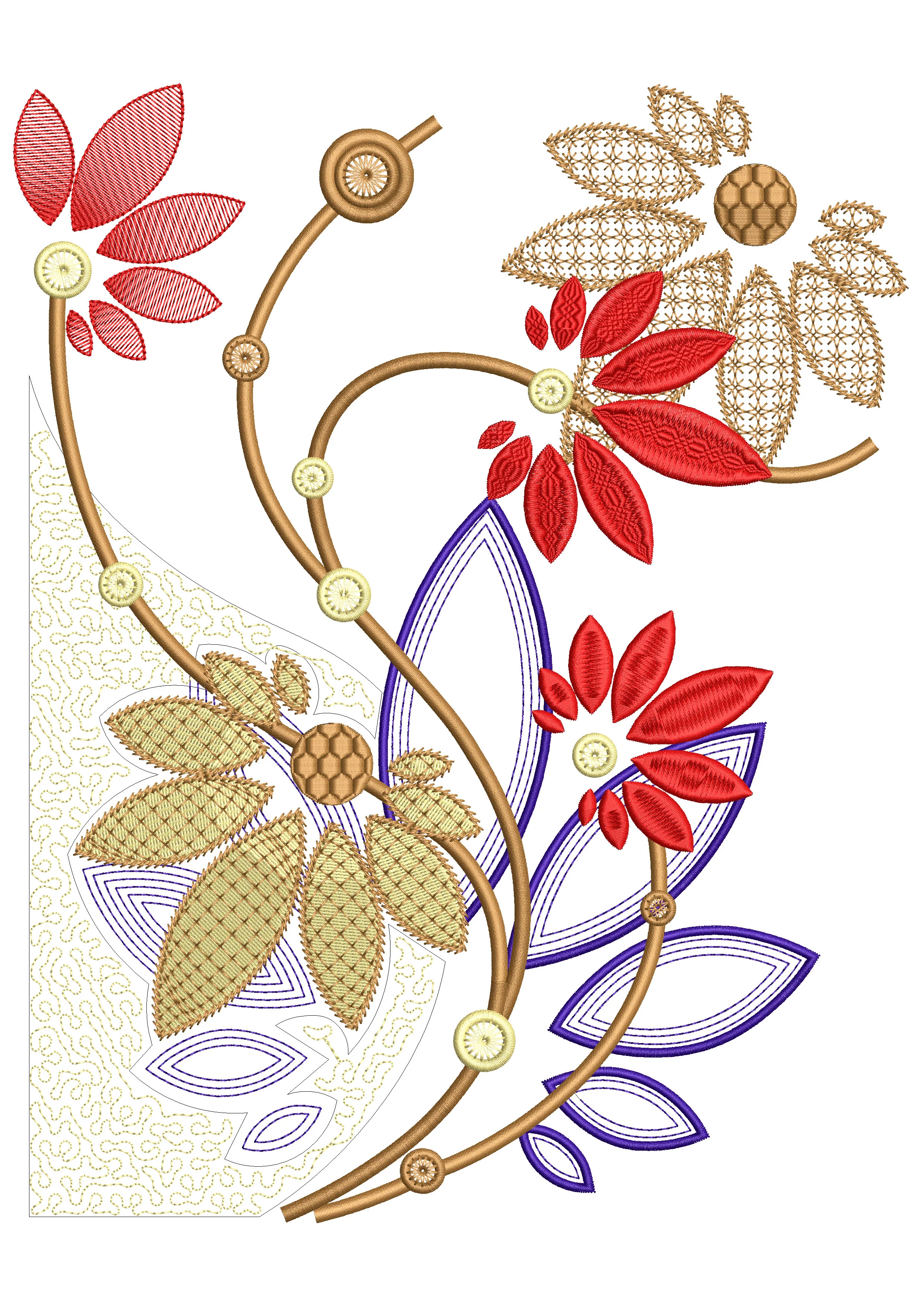 Colour Beauty Flower Embroidery Design