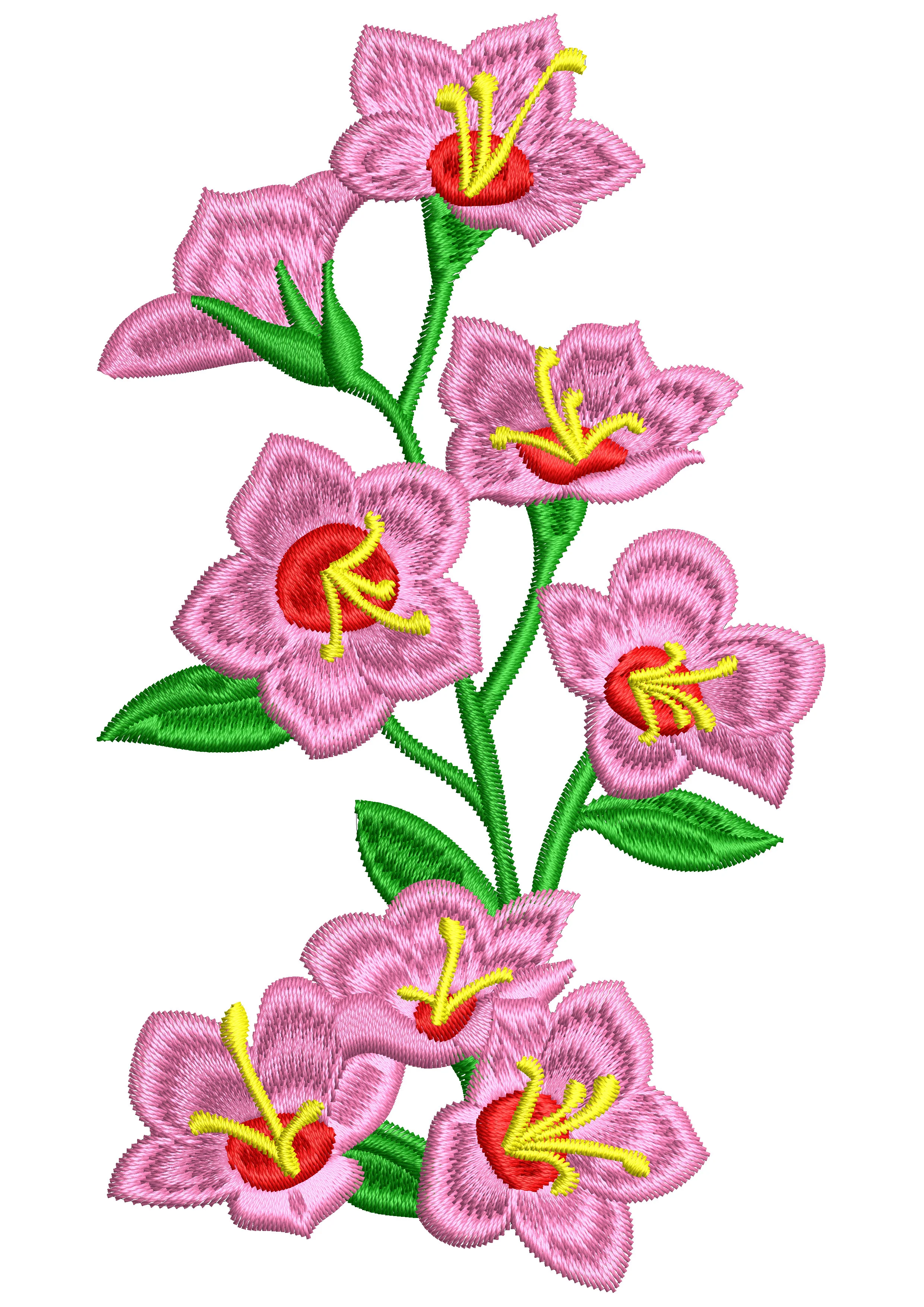 Column Flowers Embroidery Design