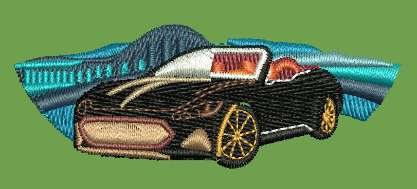 Convertible Car Graphic Embroidery Design