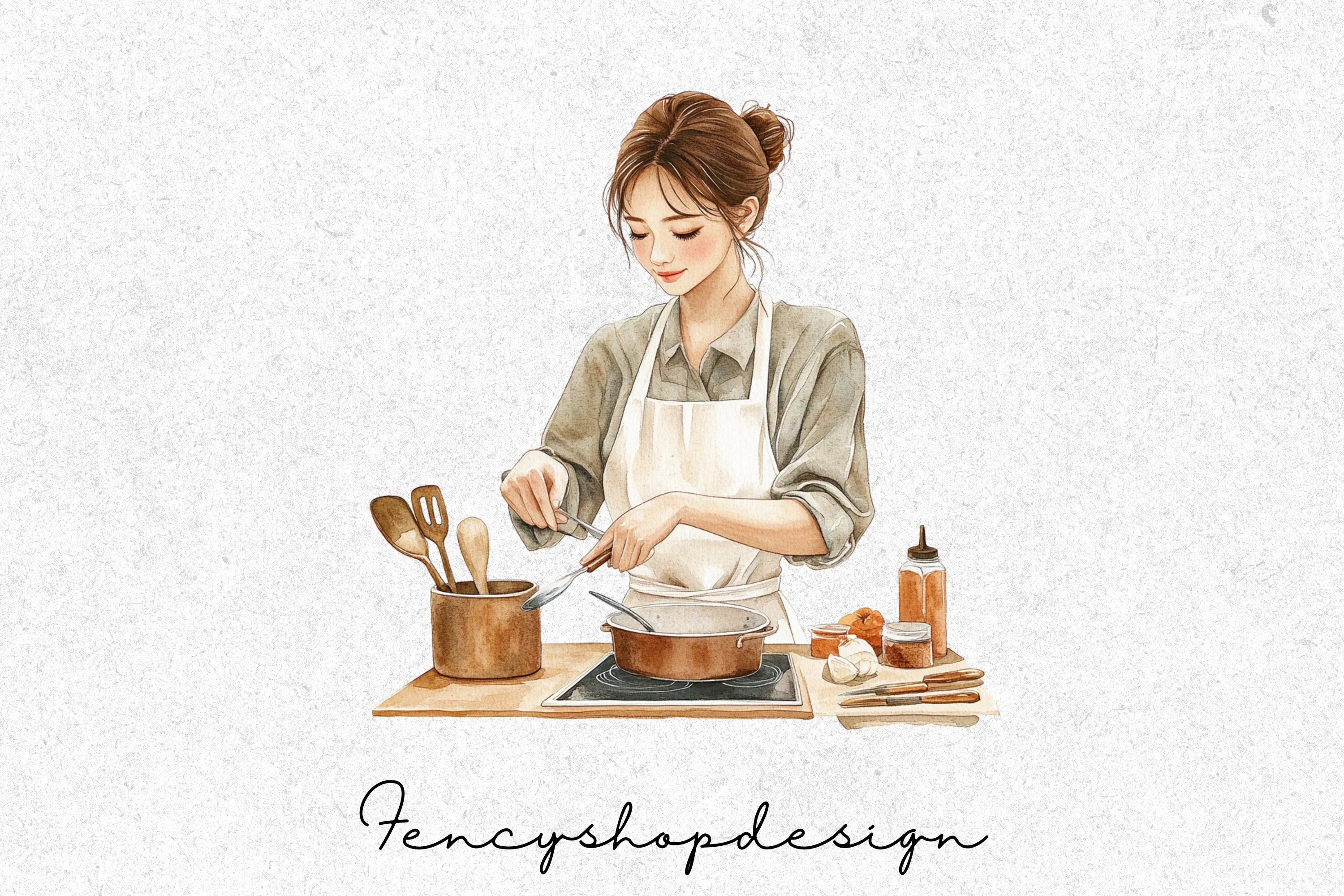 Cooking Women Clipart Bundle - Image 5
