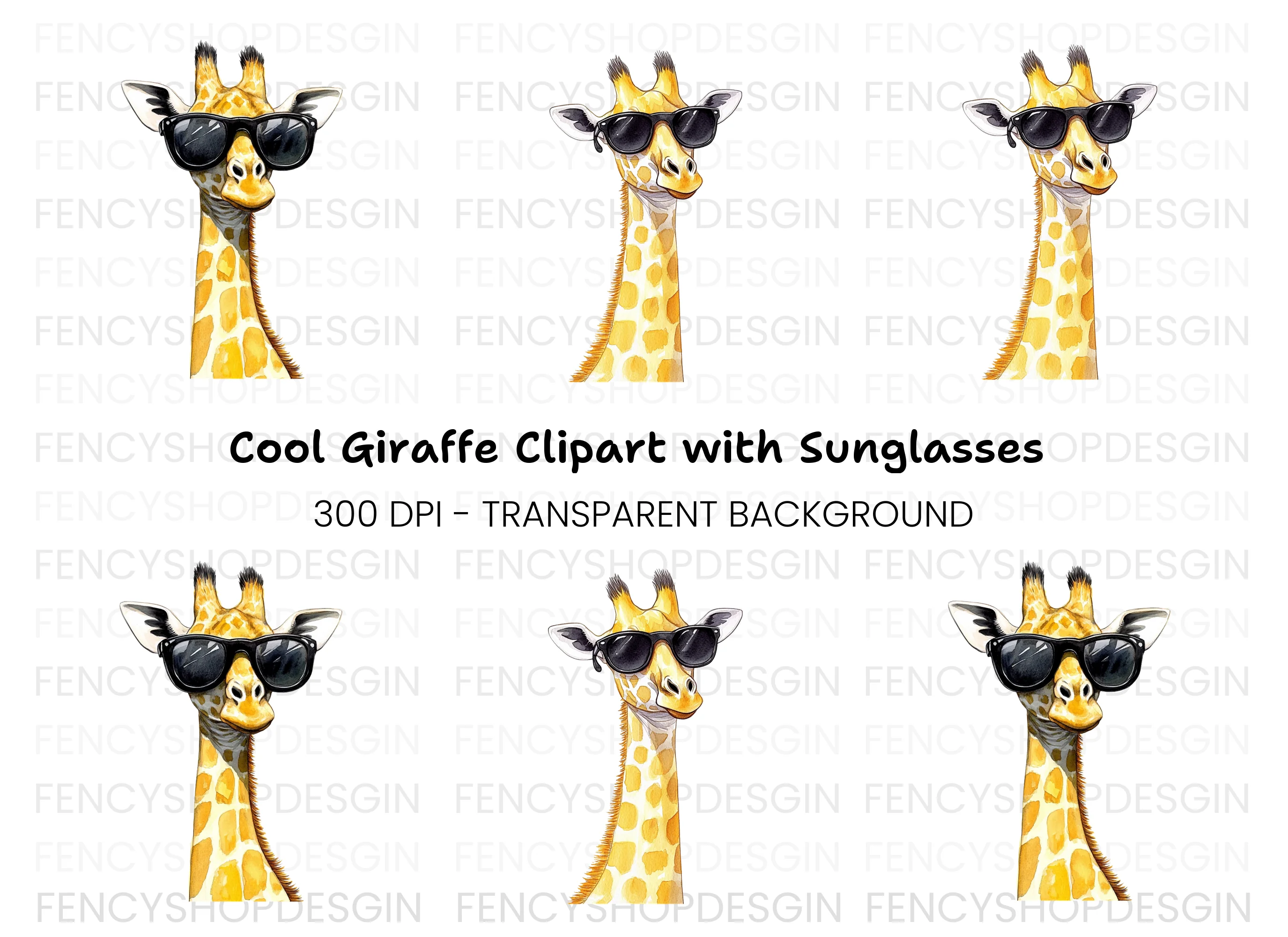 Cool Giraffe With Sunglasses Clipart Bundle